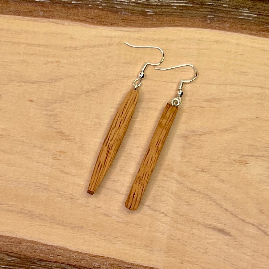 Unique Queensland Maple Earrings Handmade from Recycled Timber
