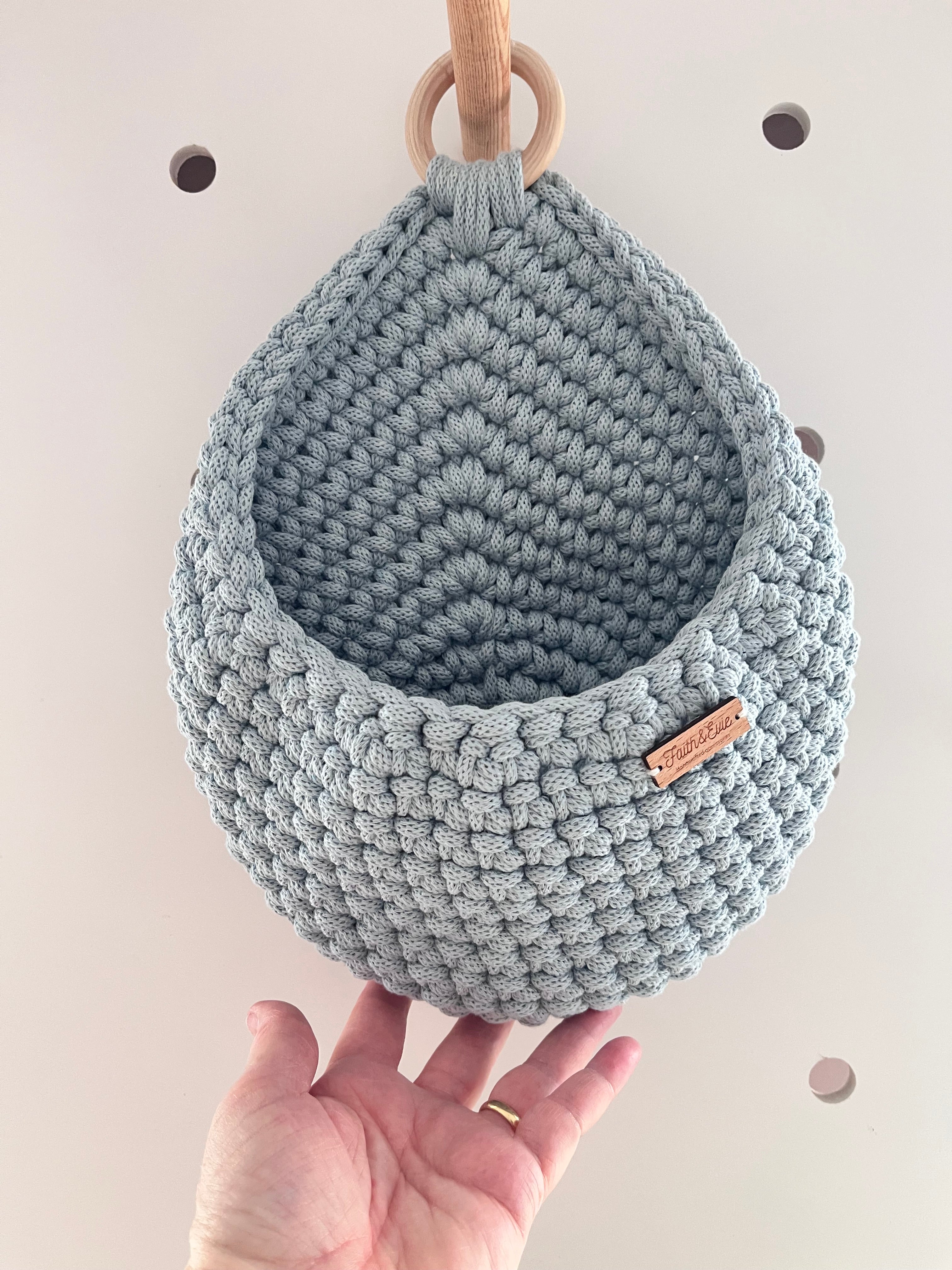 Handmade Hanging Basket - colour Misty blue