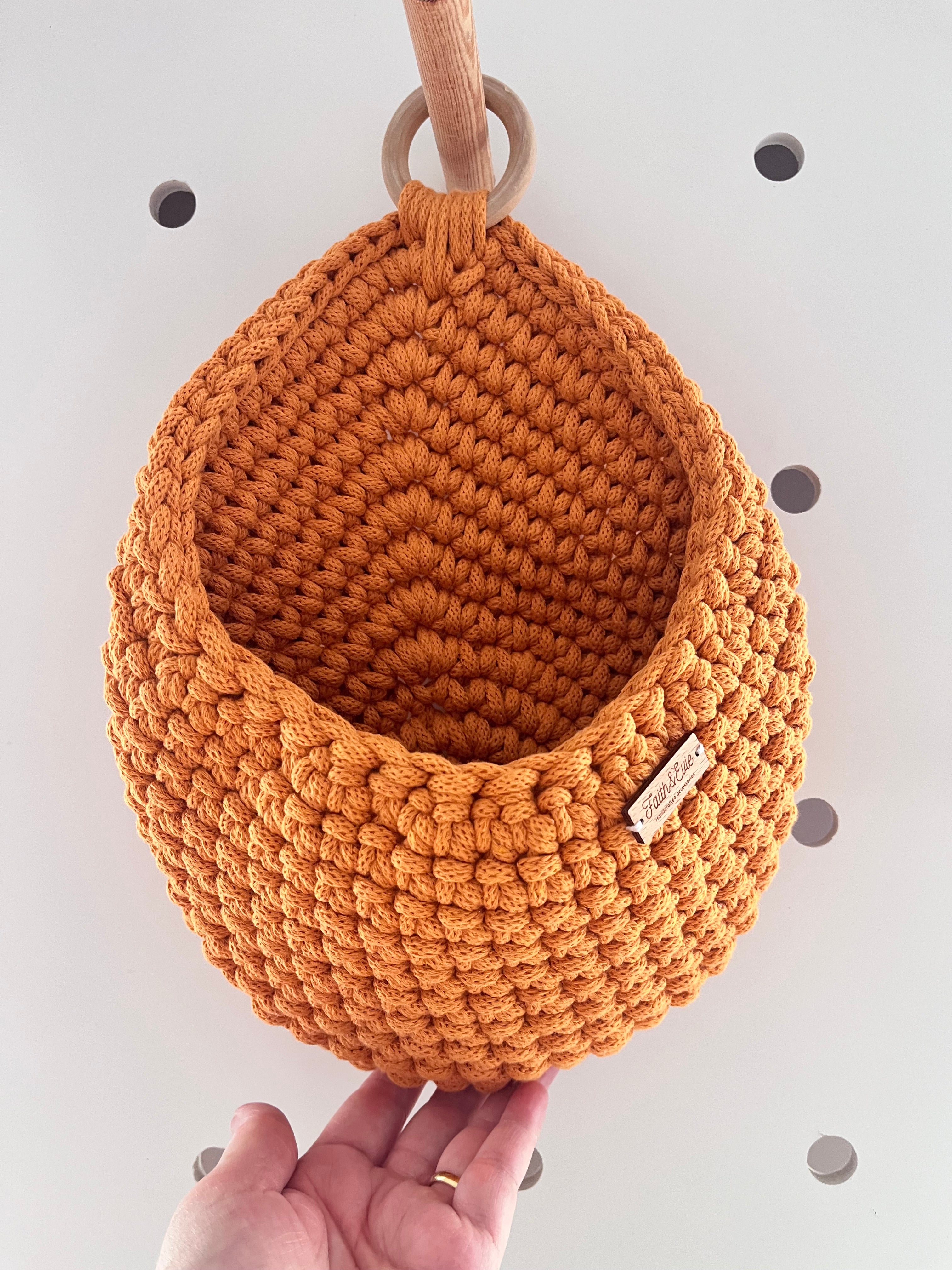 Handmade Hanging Basket - colour orange