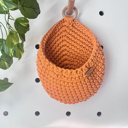 Handmade Hanging Basket - colour orange