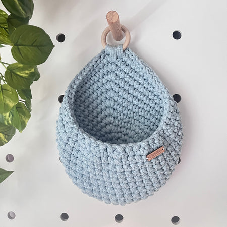 Handmade Hanging Basket - colour Misty blue