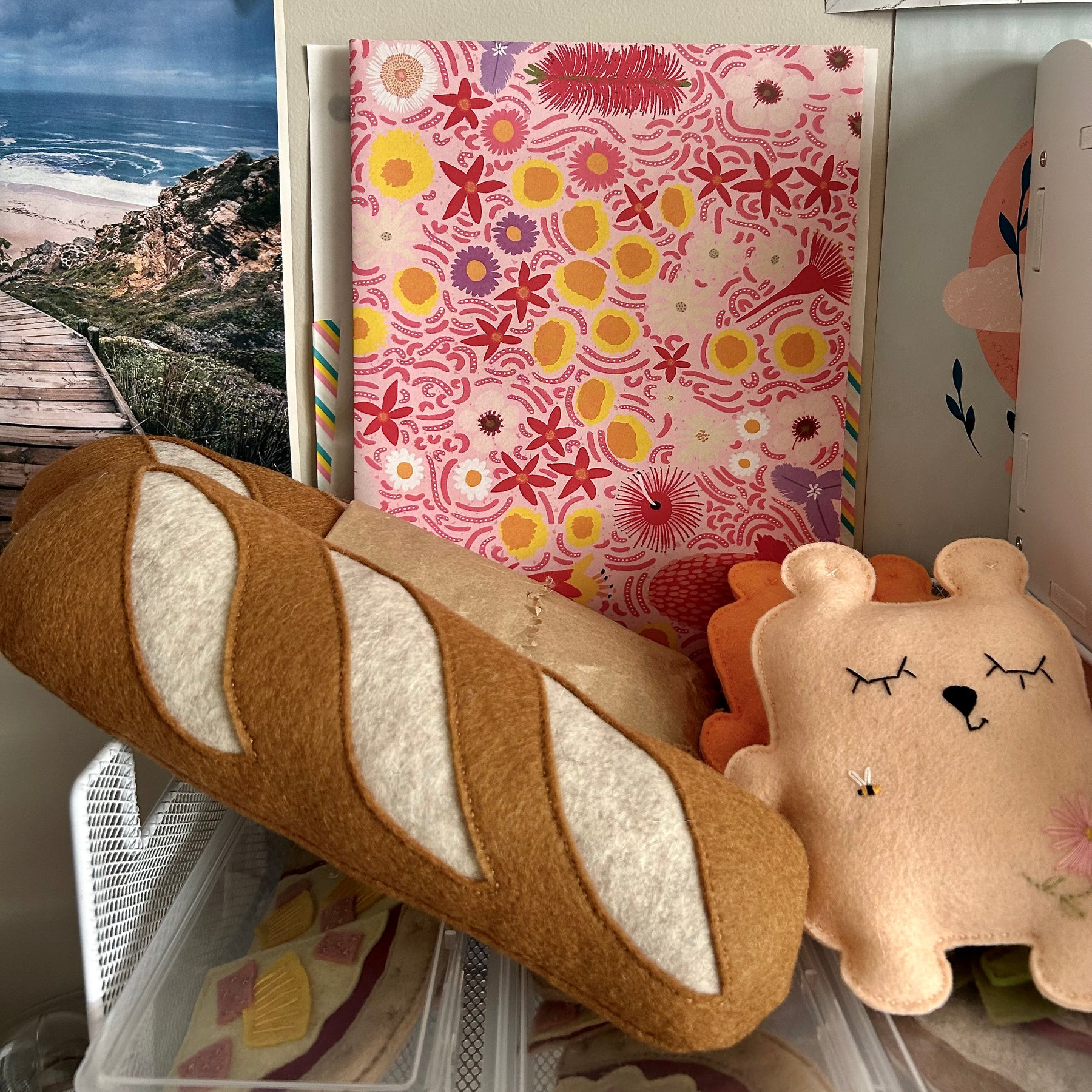 Baguette, felt play food toy