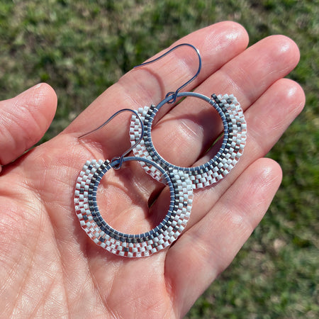 Seed Bead earrings - Pewter Hoops