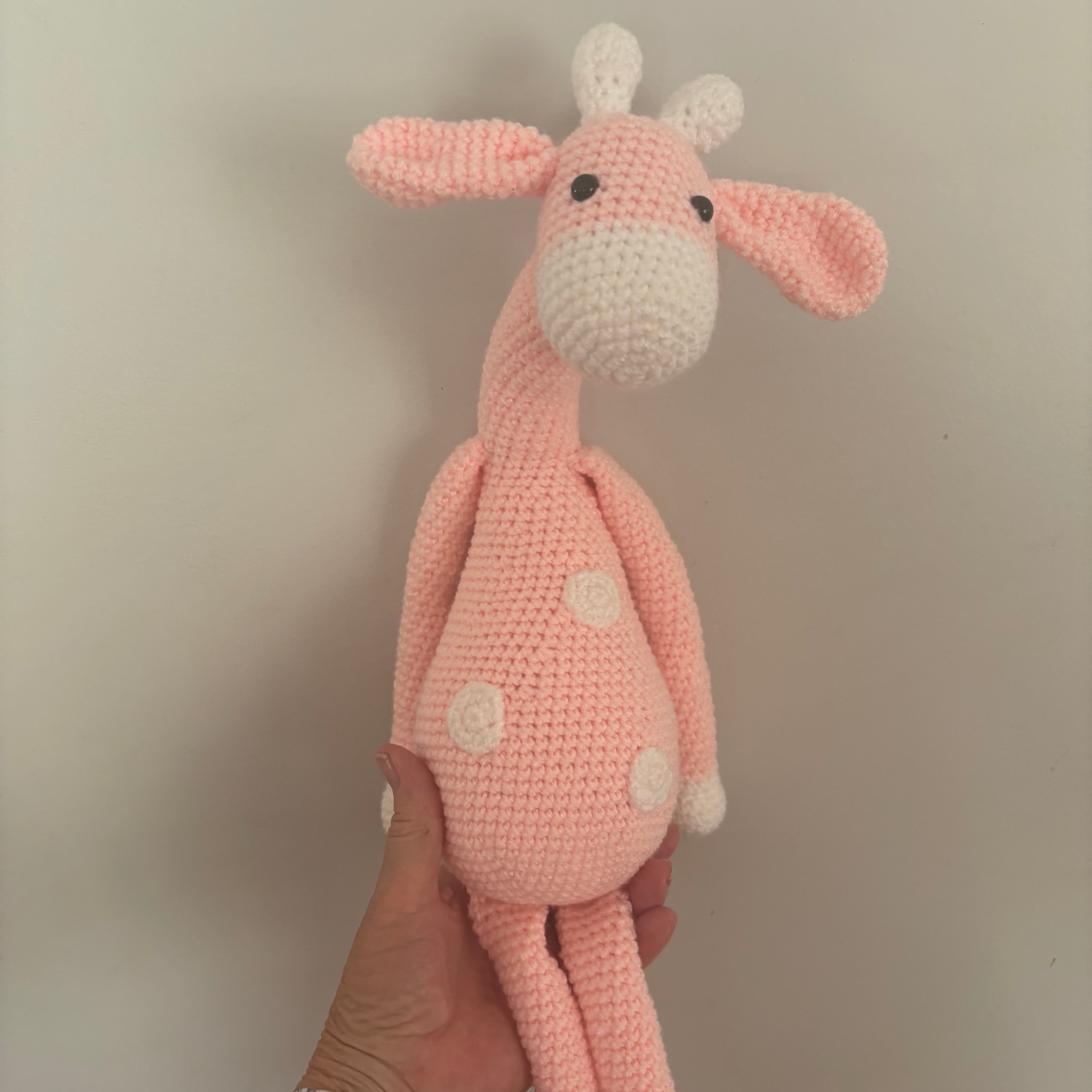 Long legged goofy giraffe crochet soft toy