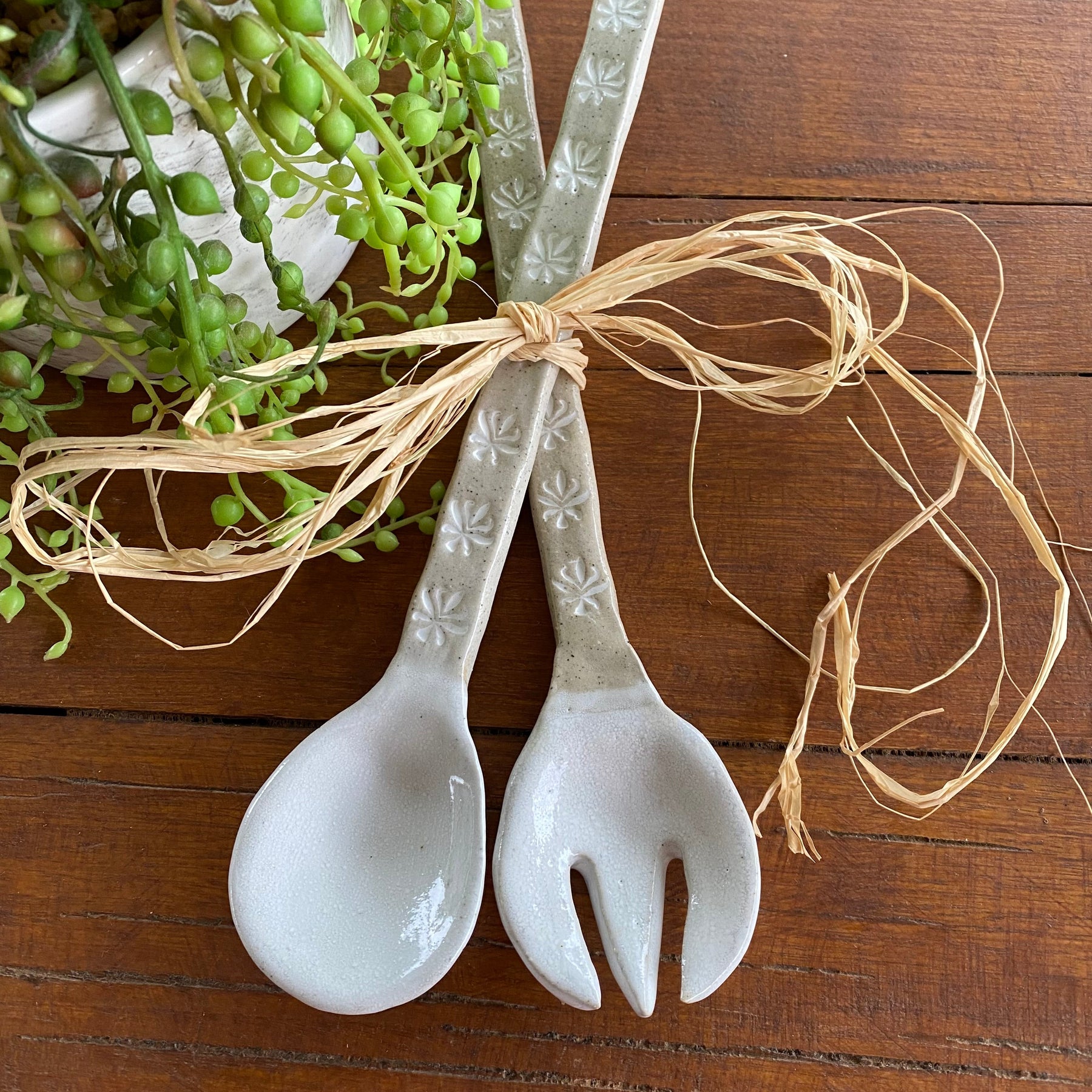 Ceramic Salad Server Set / Handmade Pottery