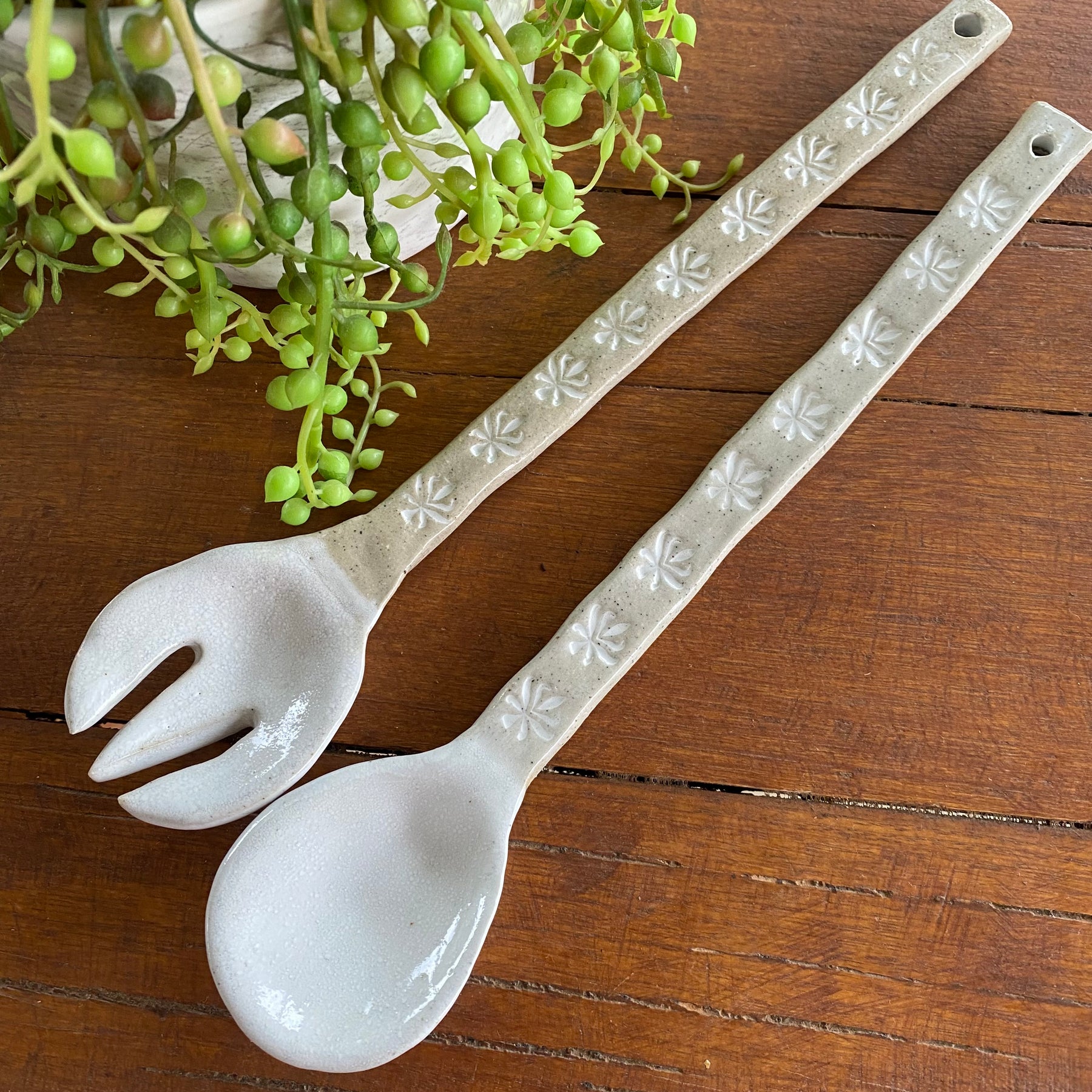 Ceramic Salad Server Set / Handmade Pottery