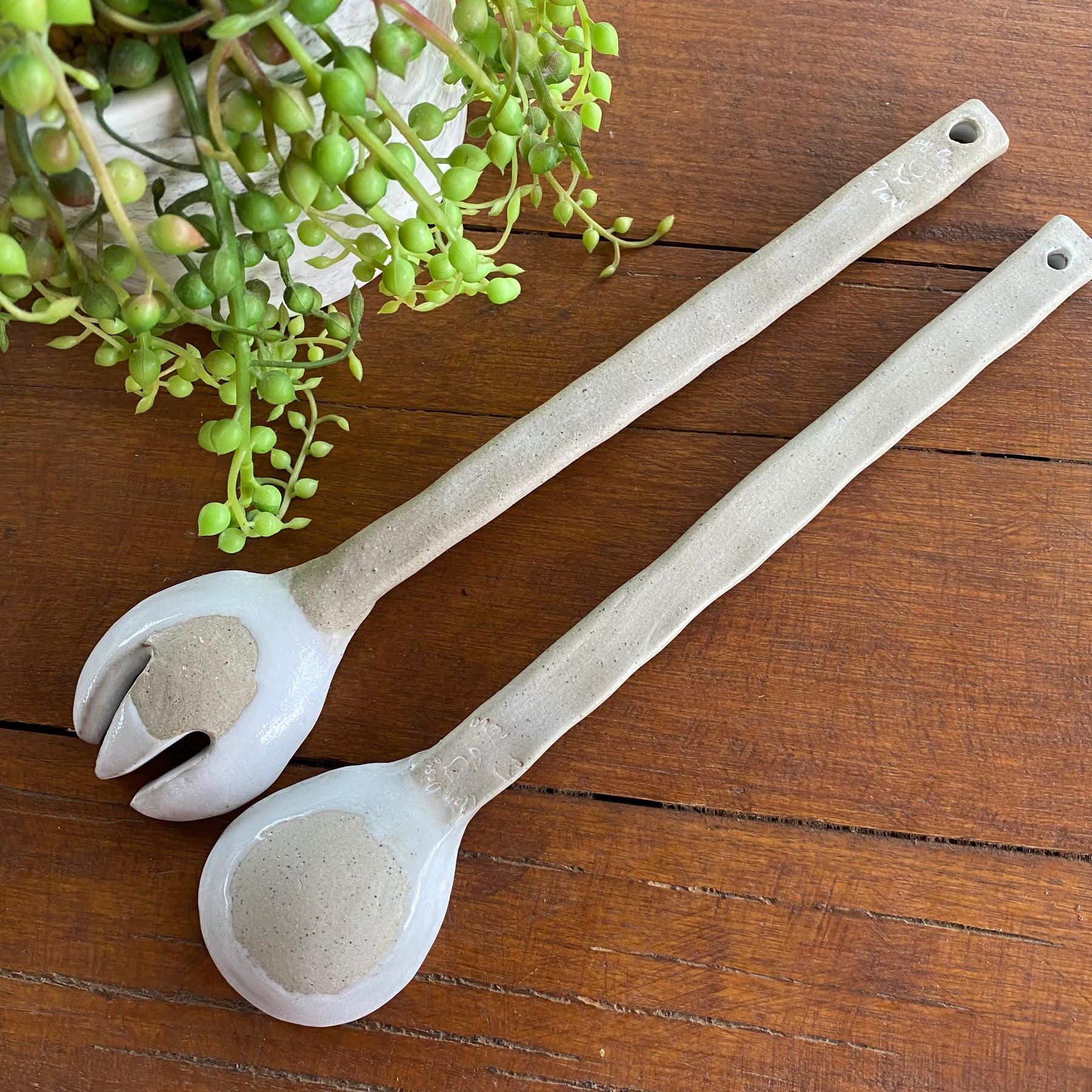 Ceramic Salad Server Set / Handmade Pottery