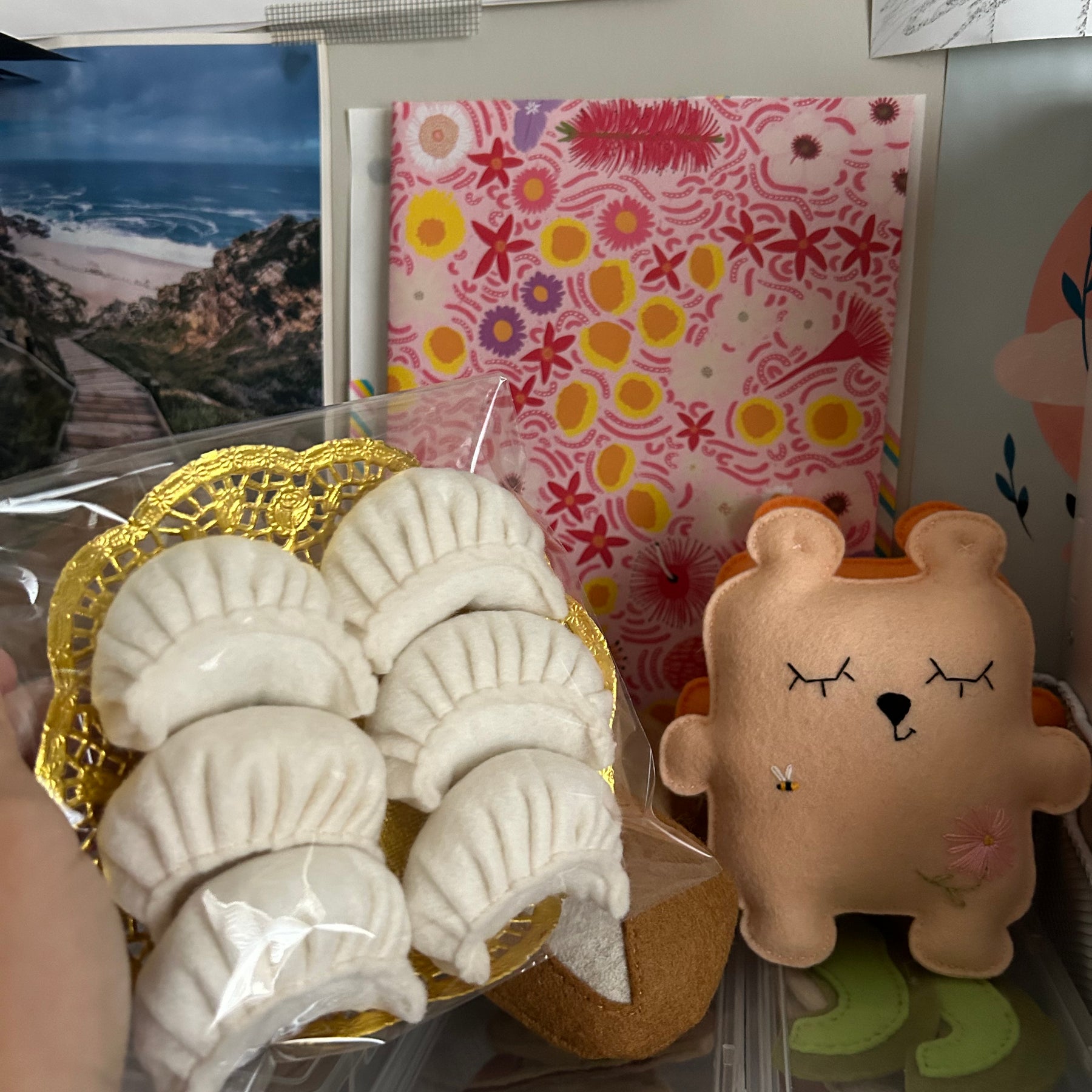 Steamed dumplings, set of 6, felt play food
