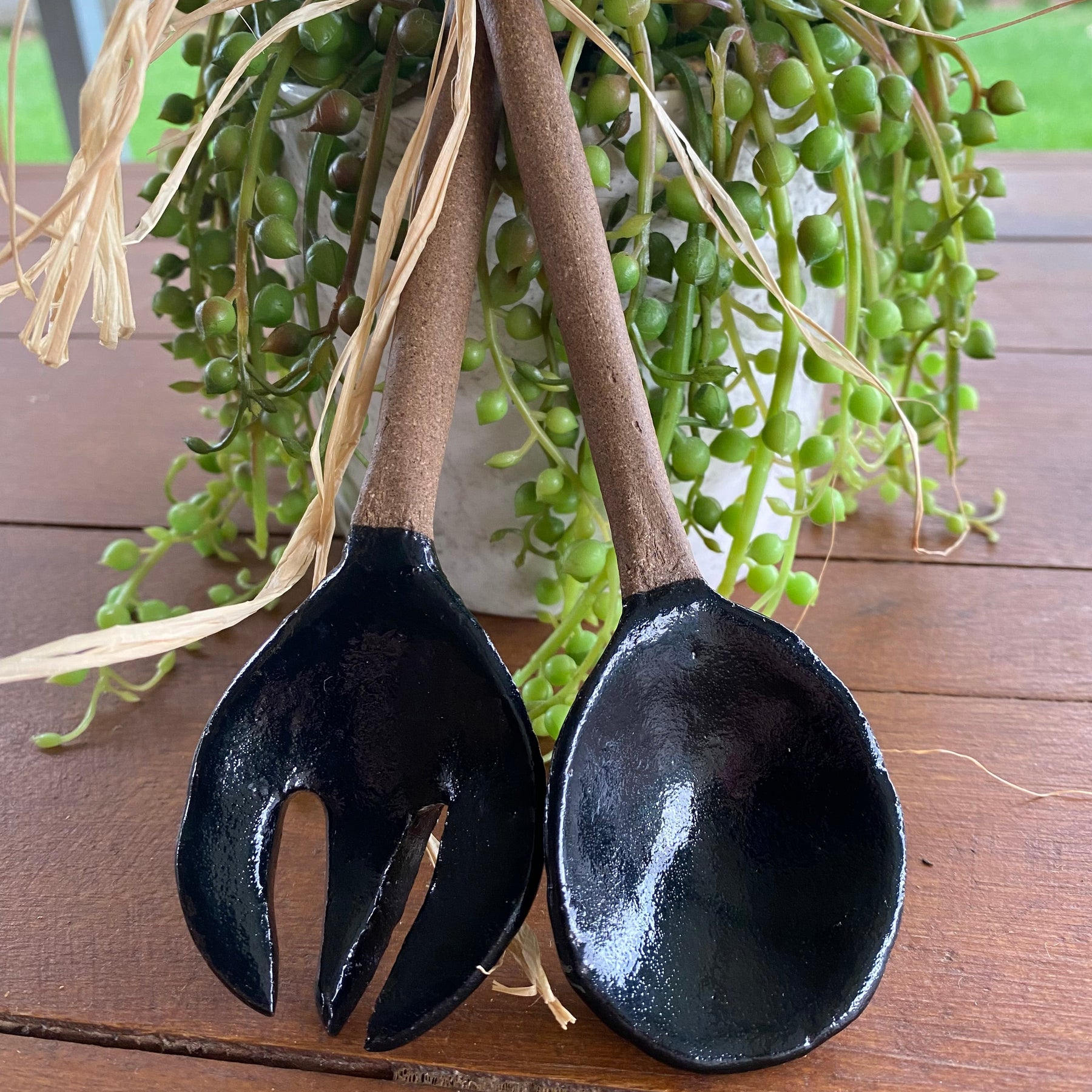 Ceramic Salad Server Set / Handmade Pottery