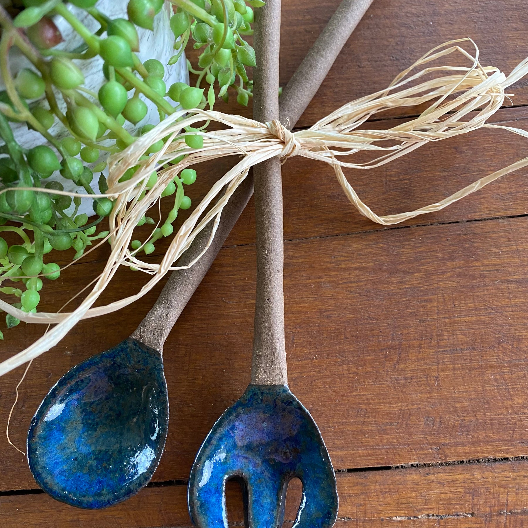 Ceramic Salad Server Set / Handmade Pottery