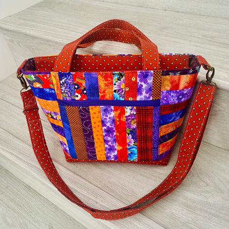Violet Ember crossbody patchwork bag