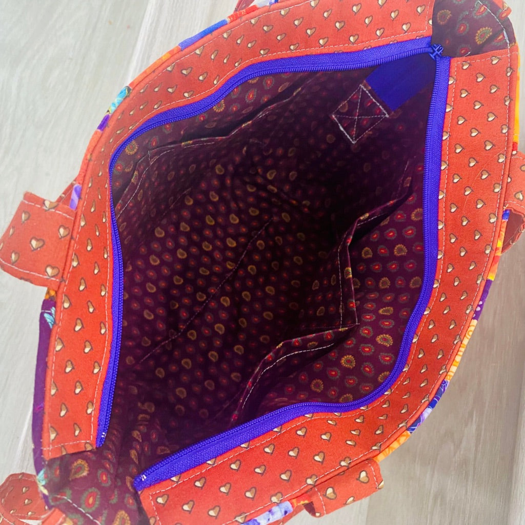 Violet Ember crossbody patchwork bag