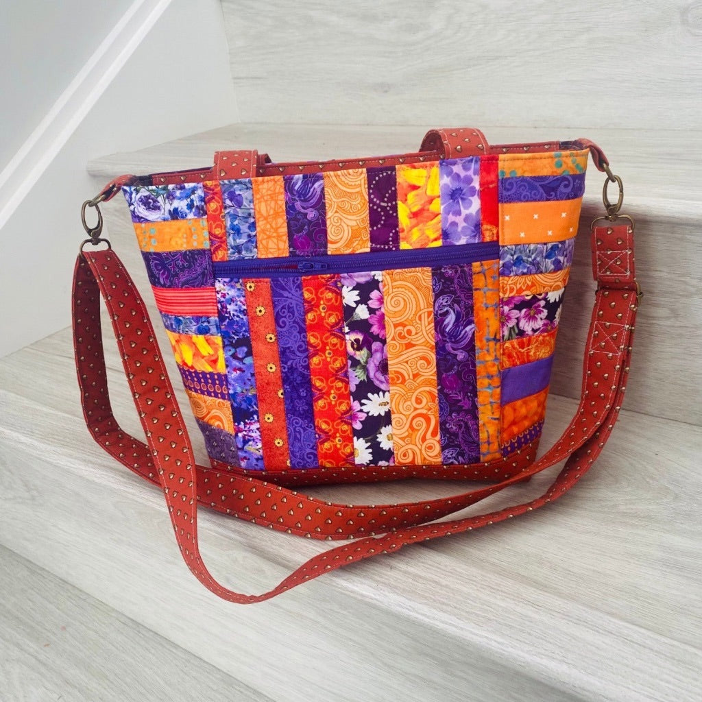 Violet Ember crossbody patchwork bag