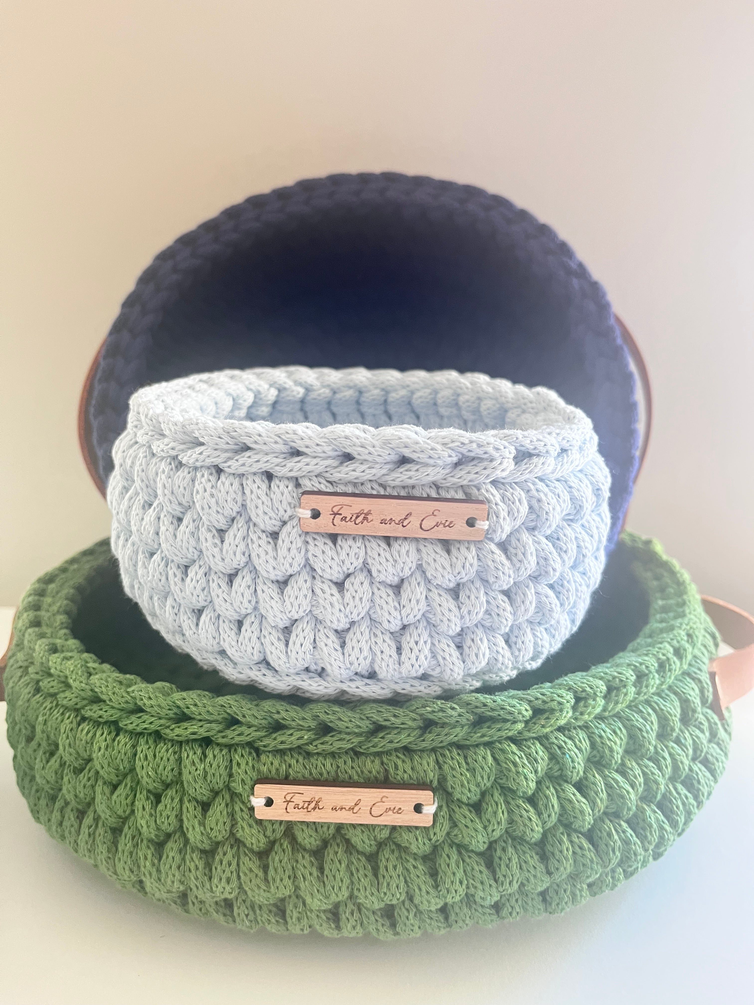 Handmade crochet basket - small - powder blue