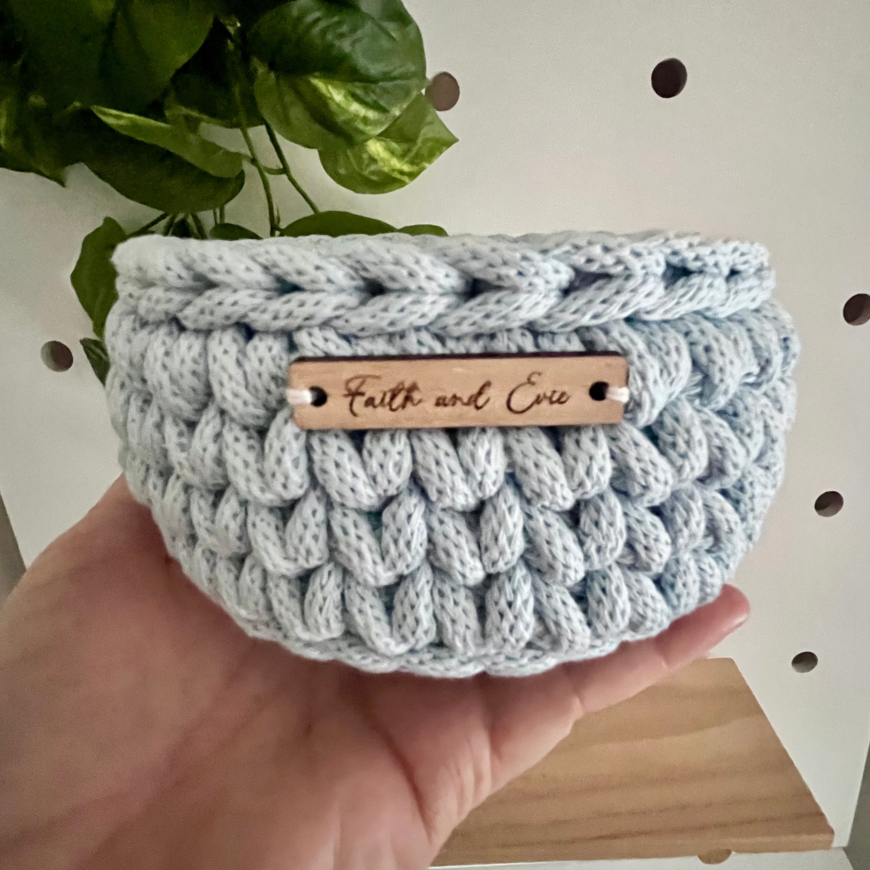 Handmade crochet basket - small - powder blue