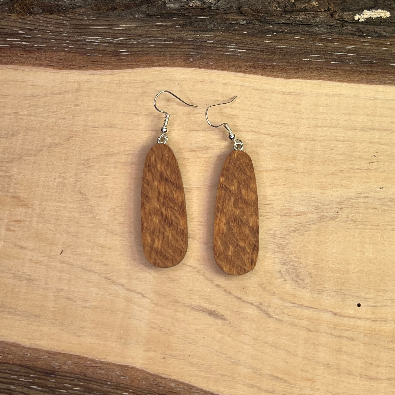 Unique Sheoak Earrings Handmade from Recycled Timber