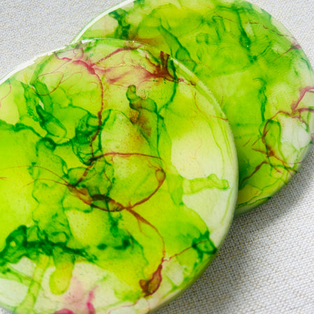 Resin/Alcohol Ink Drink Coasters (Set of 2) Lime & Lemon