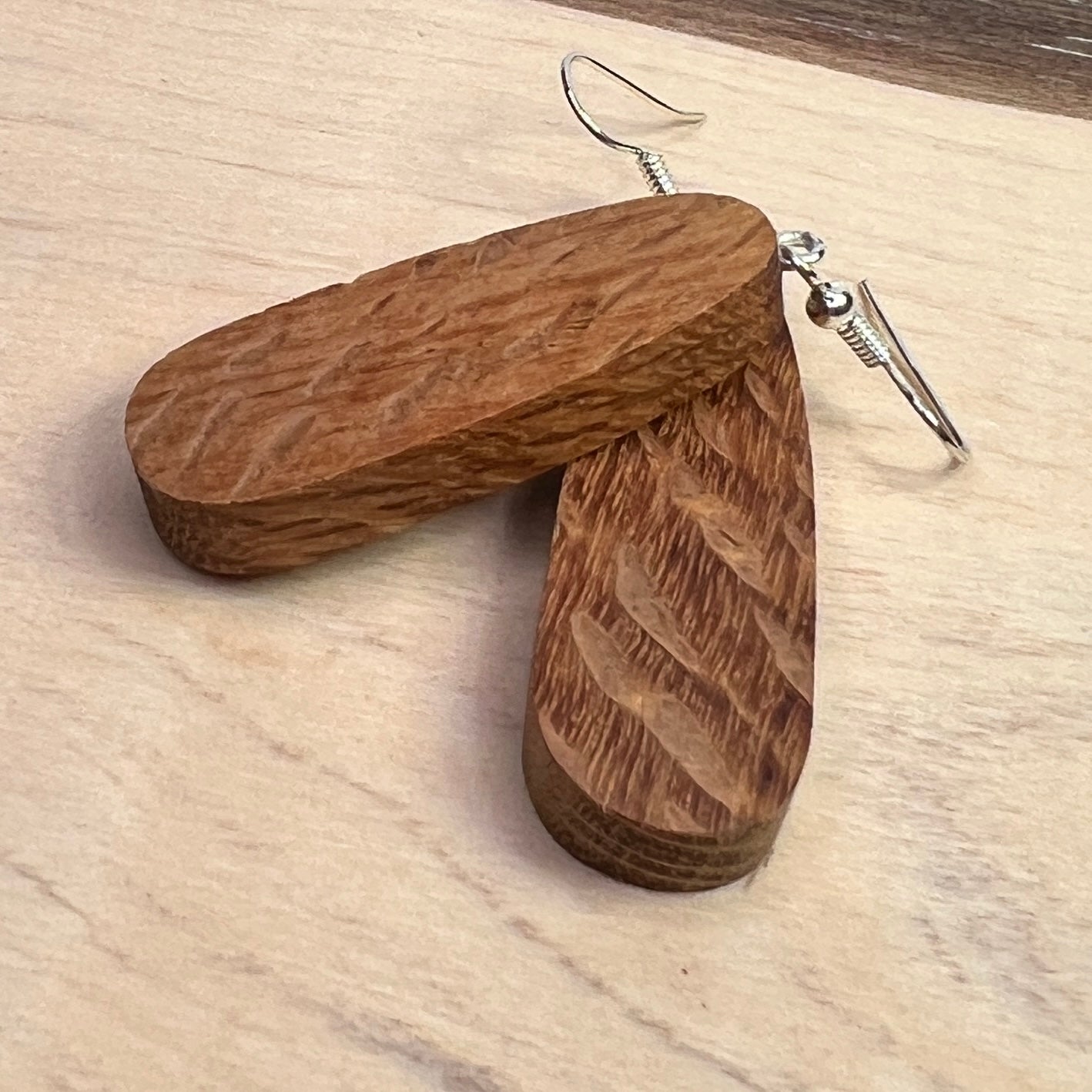 Unique Sheoak Earrings Handmade from Recycled Timber