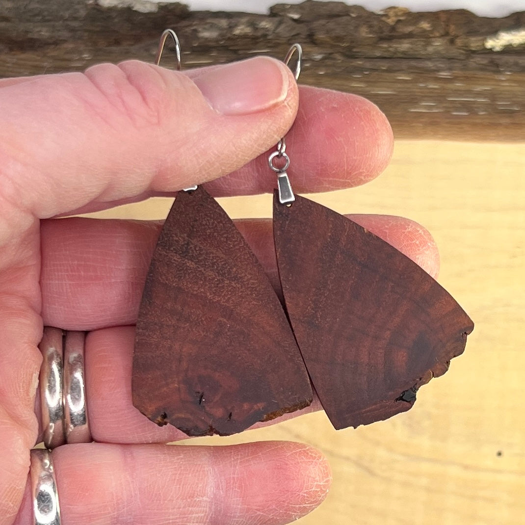 Wooden Earrings from Jarrah Burl - Stunning Handmade Unique One of a Kind Earrings