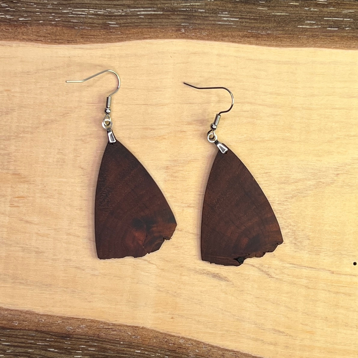 Wooden Earrings from Jarrah Burl - Stunning Handmade Unique One of a Kind Earrings