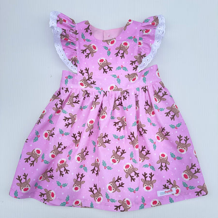 Christmas Reindeer Dress with Ruffles