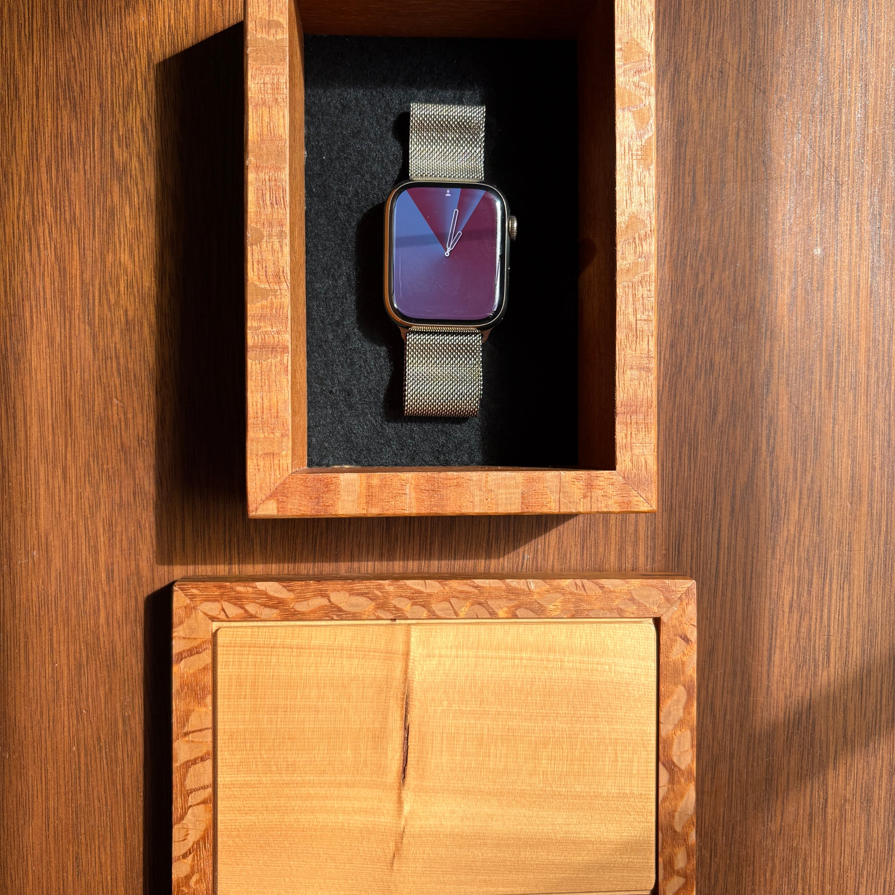 Silky Oak Box with Huon Pine Lid & Walnut Splines