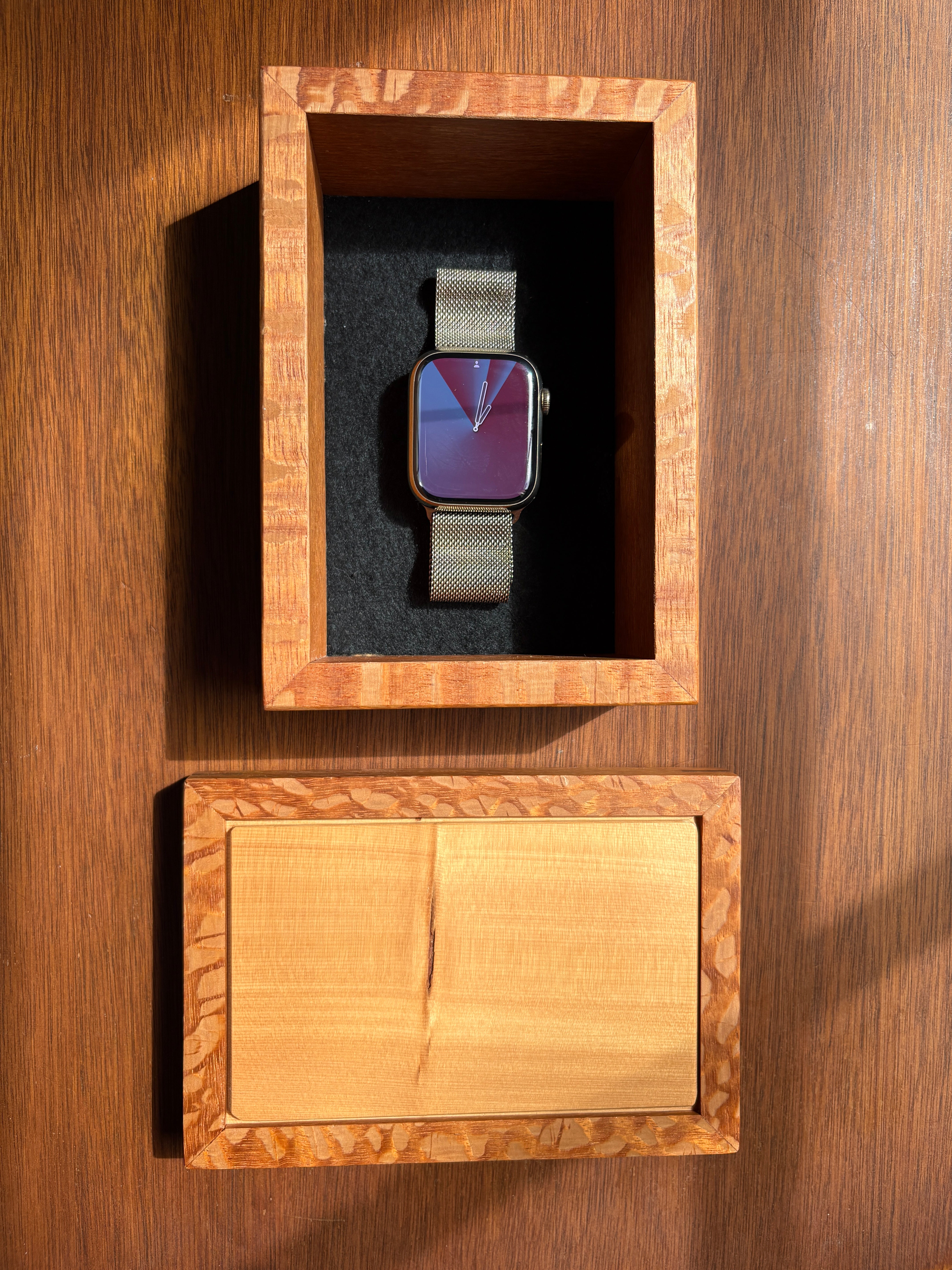 Silky Oak Box with Huon Pine Lid & Walnut Splines