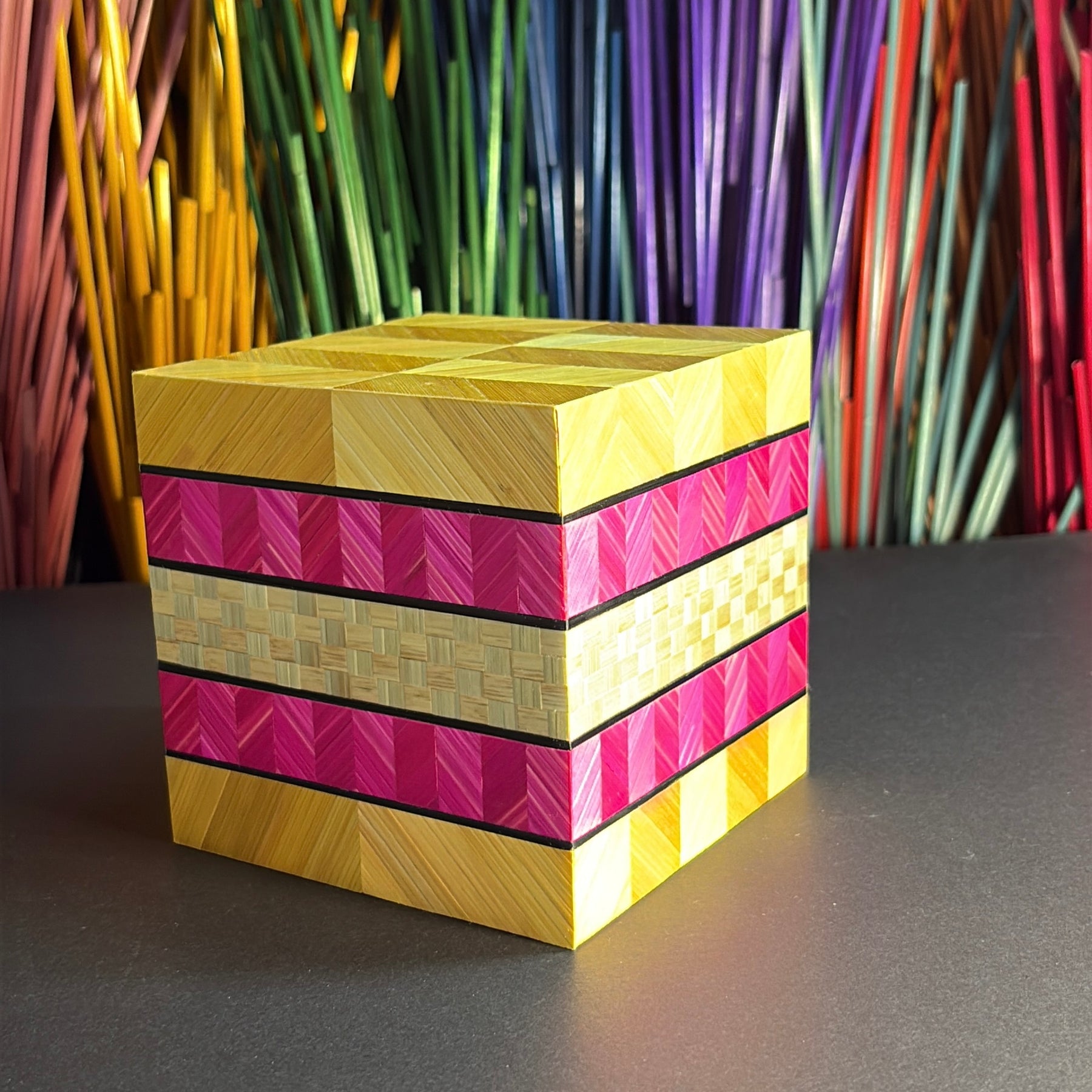 Straw Marquetry Cube - Licorice Allsort #3