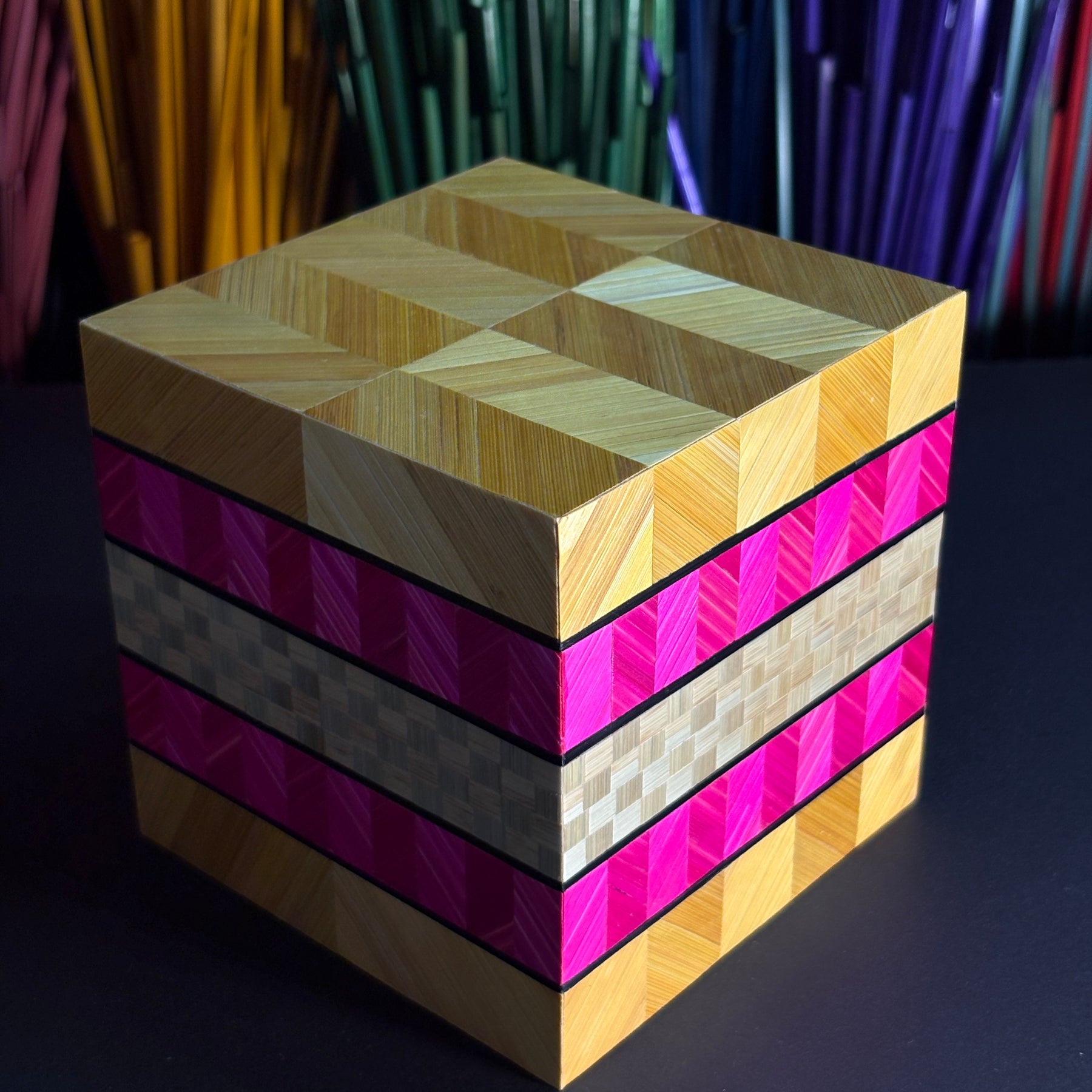 Straw Marquetry Cube - Licorice Allsort #3
