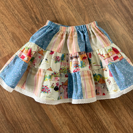 Girls patchwork twirly skirt ,size 5