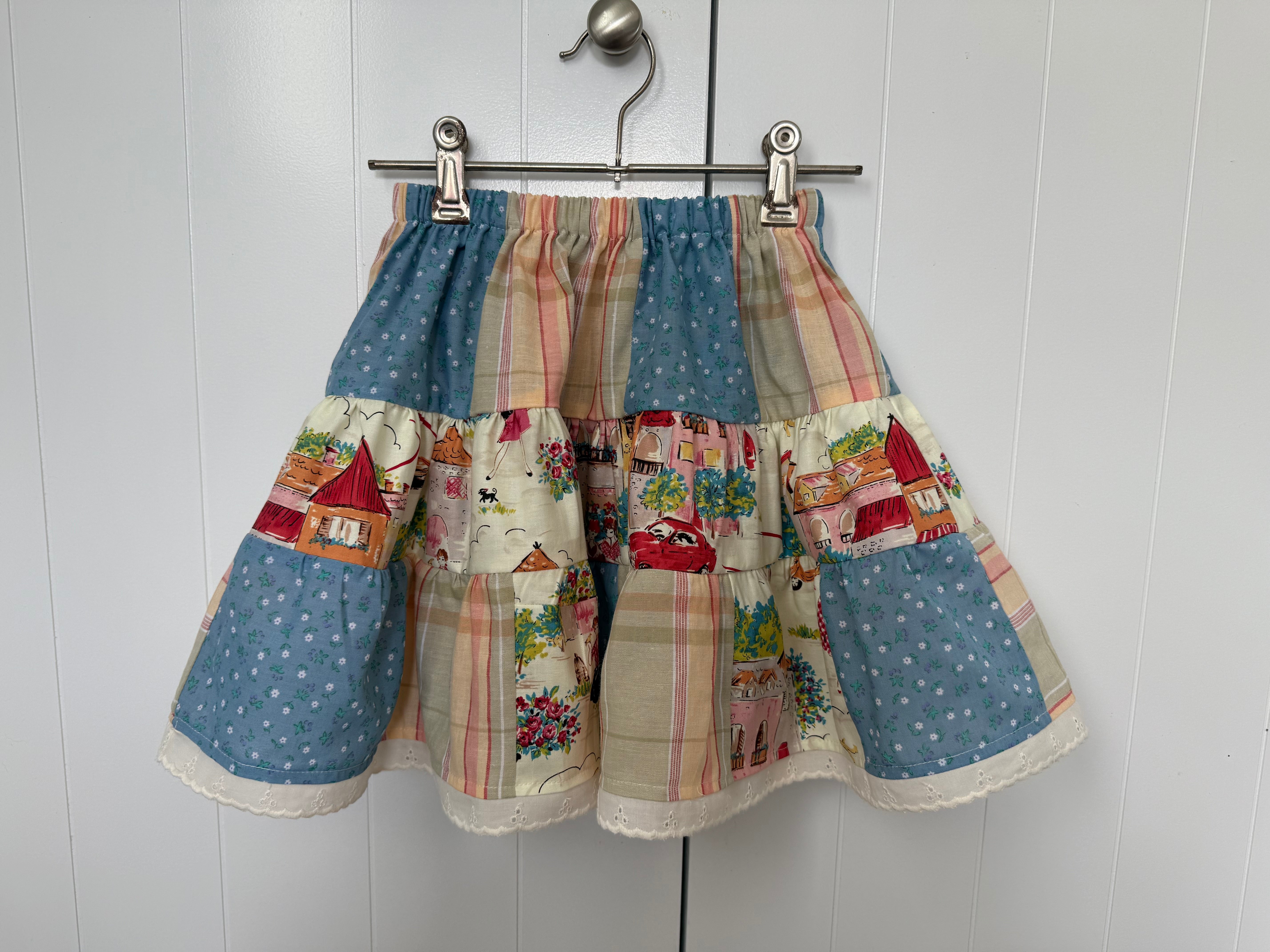 Girls patchwork twirly skirt ,size 5