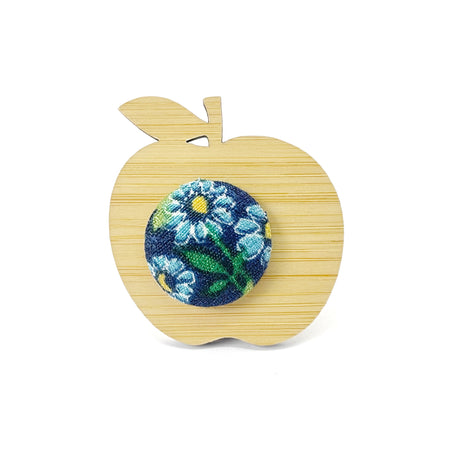 Apple Brooch - Blue Florals