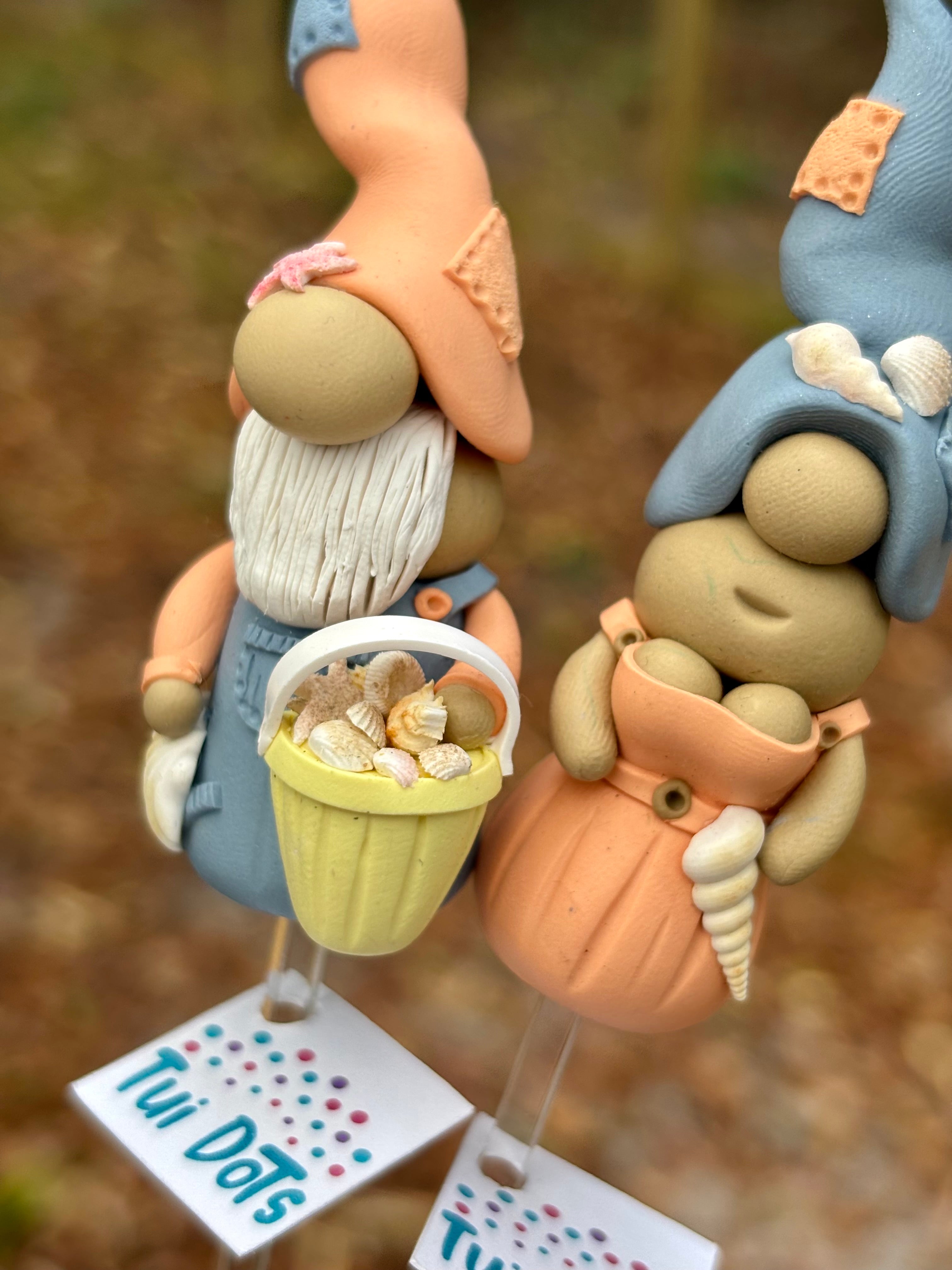 Tiny Gnome pair - Beach babes | Polymer clay gnomes