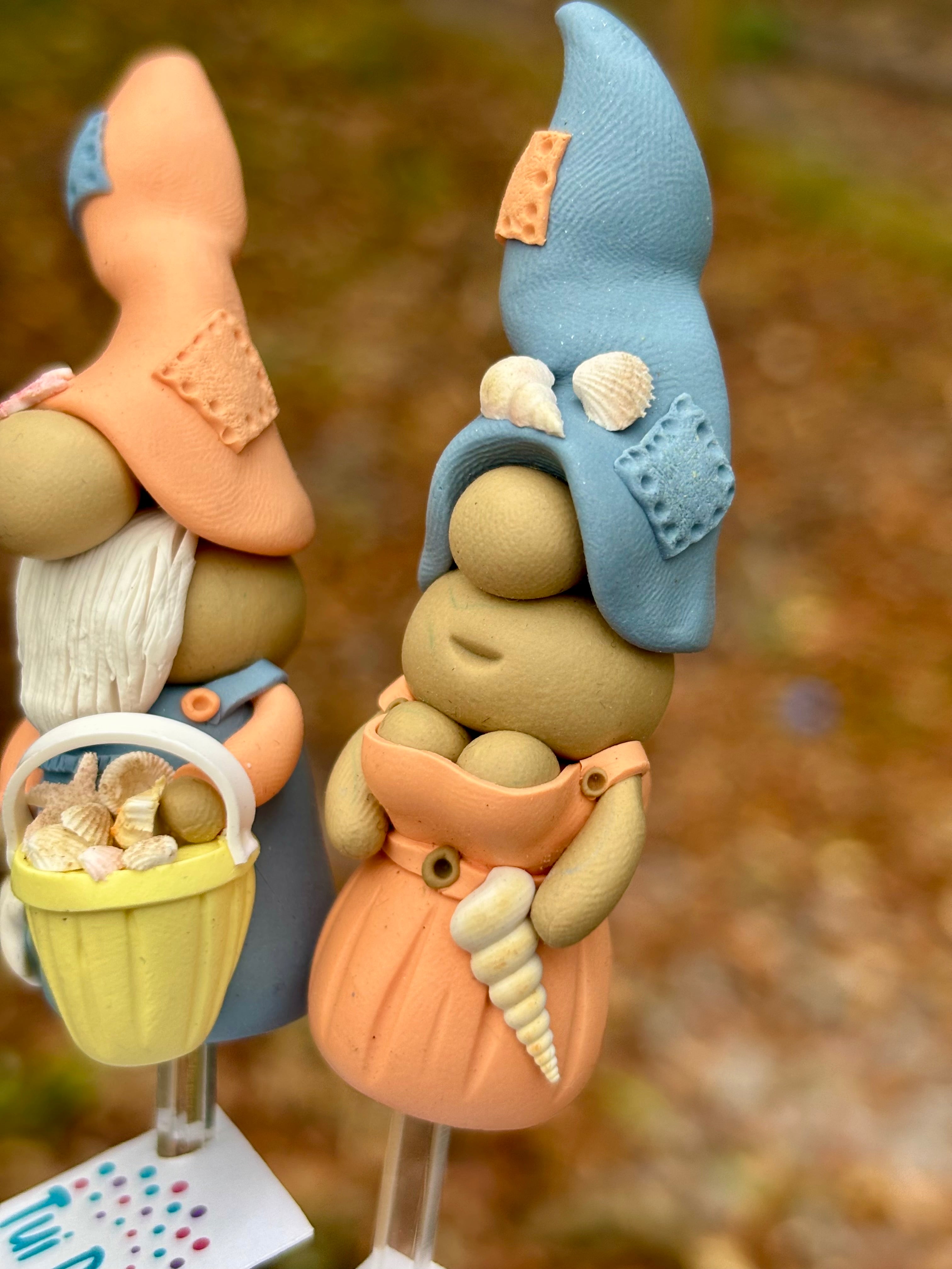 Tiny Gnome pair - Beach babes | Polymer clay gnomes