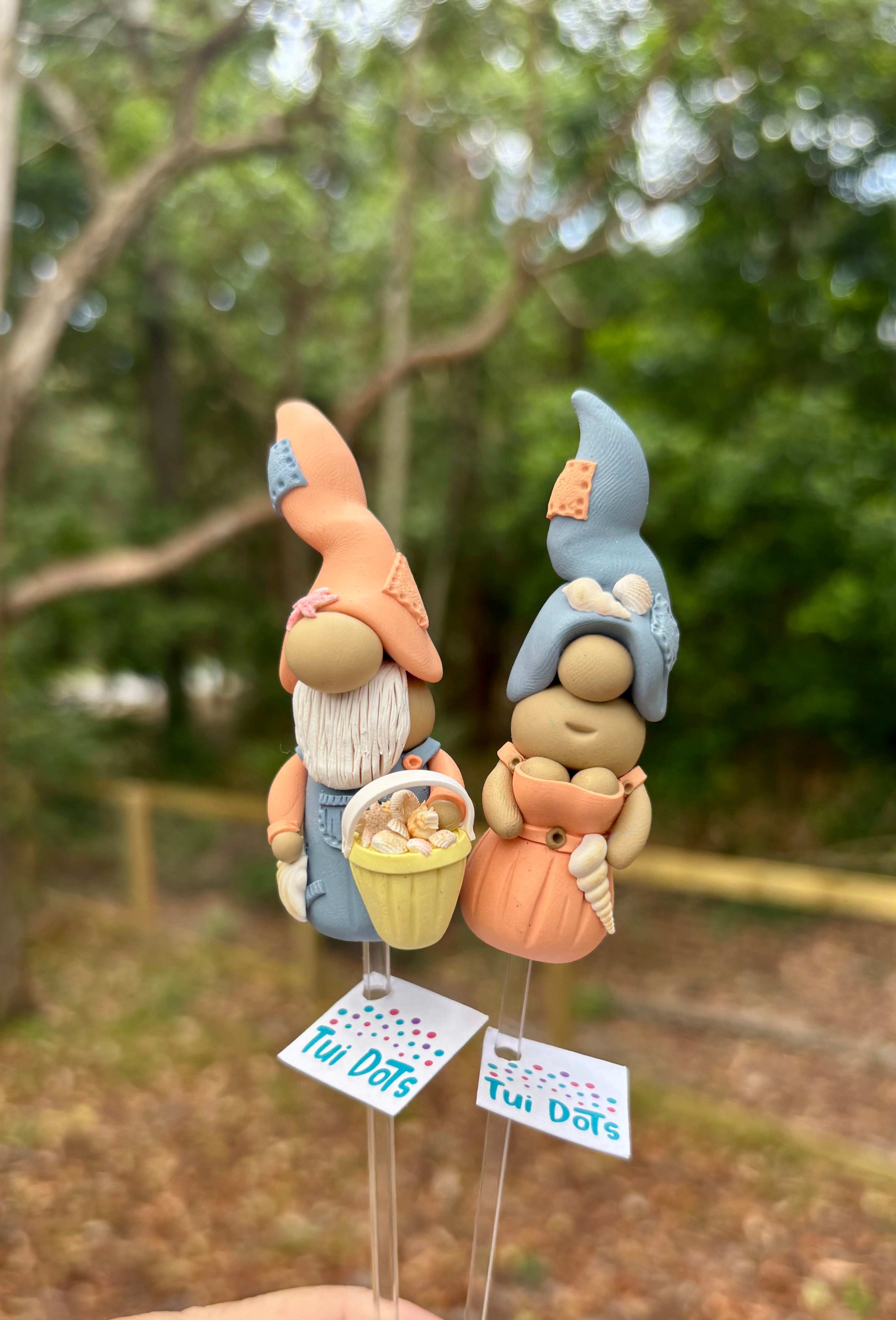 Tiny Gnome pair - Beach babes | Polymer clay gnomes
