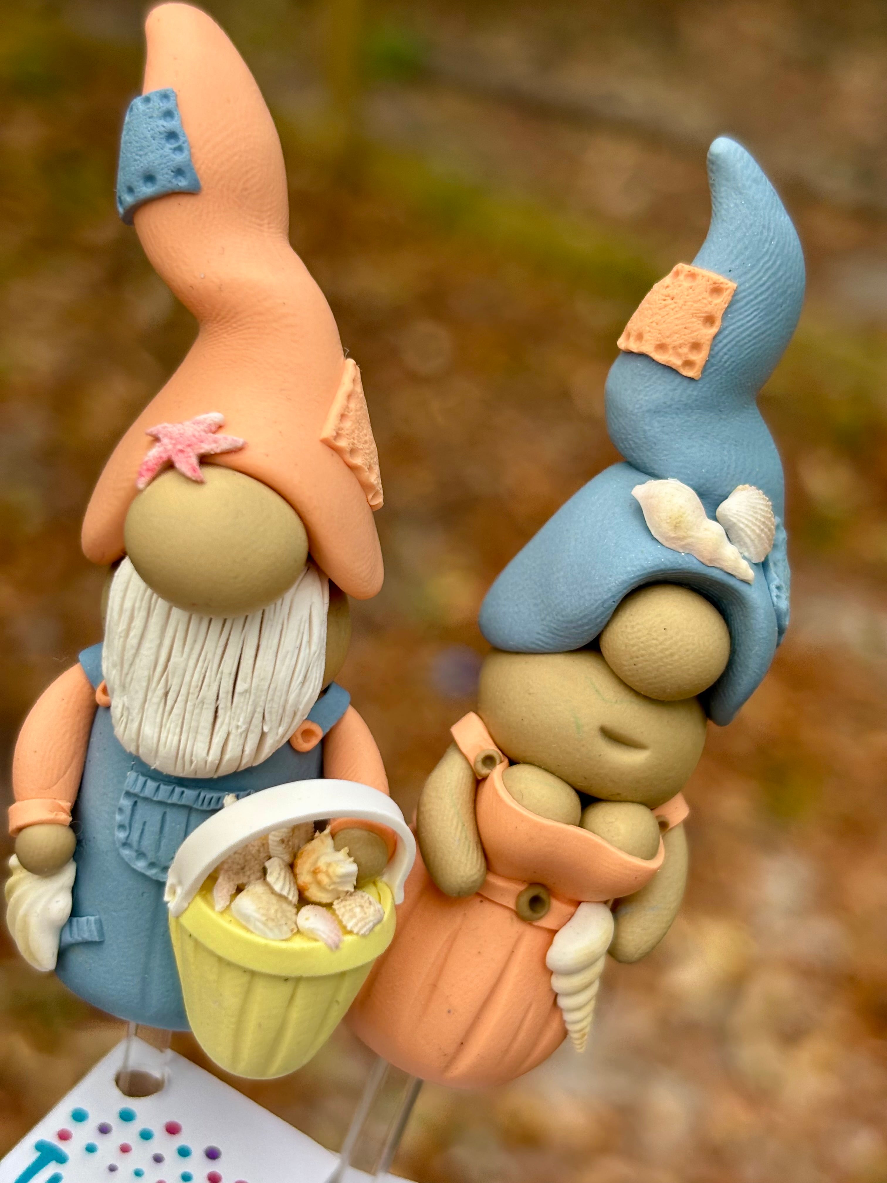Tiny Gnome pair - Beach babes | Polymer clay gnomes