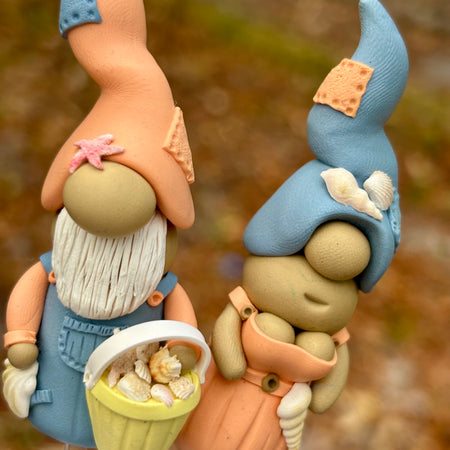 Tiny Gnome pair - Beach babes | Polymer clay gnomes