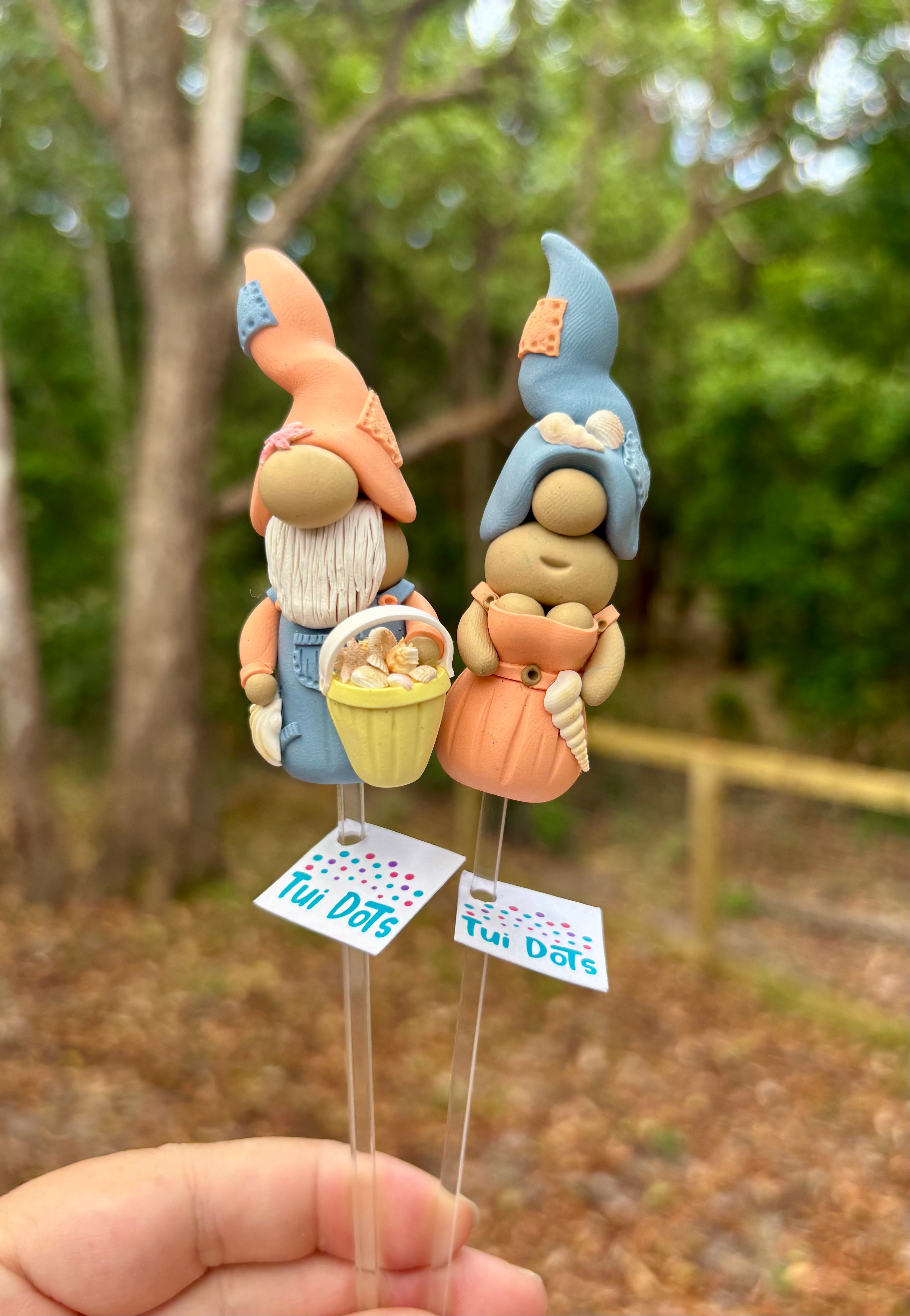 Tiny Gnome pair - Beach babes | Polymer clay gnomes