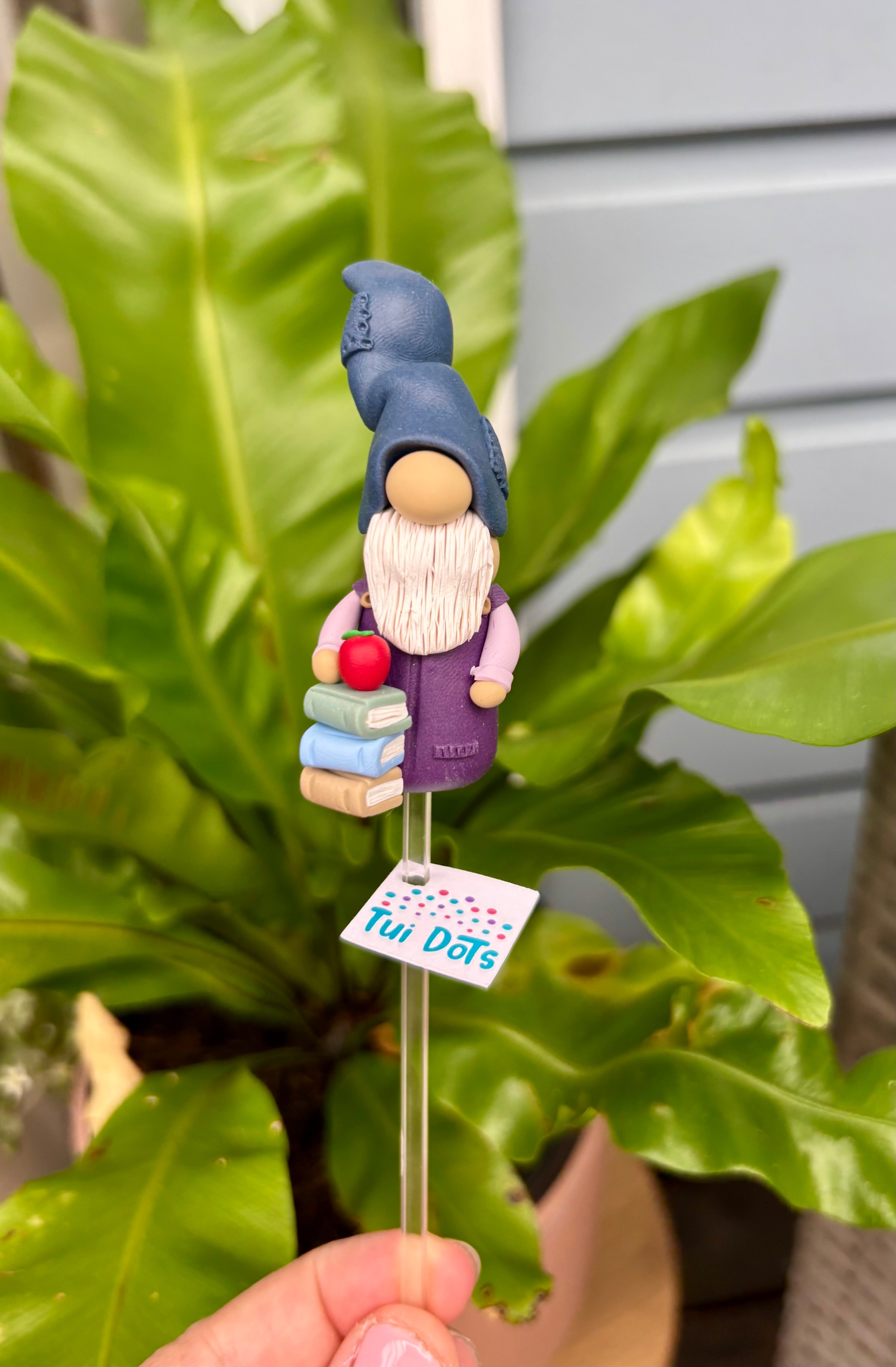 Tiny Gnome - Book stack male (teacher gift) | Polymer clay gnome