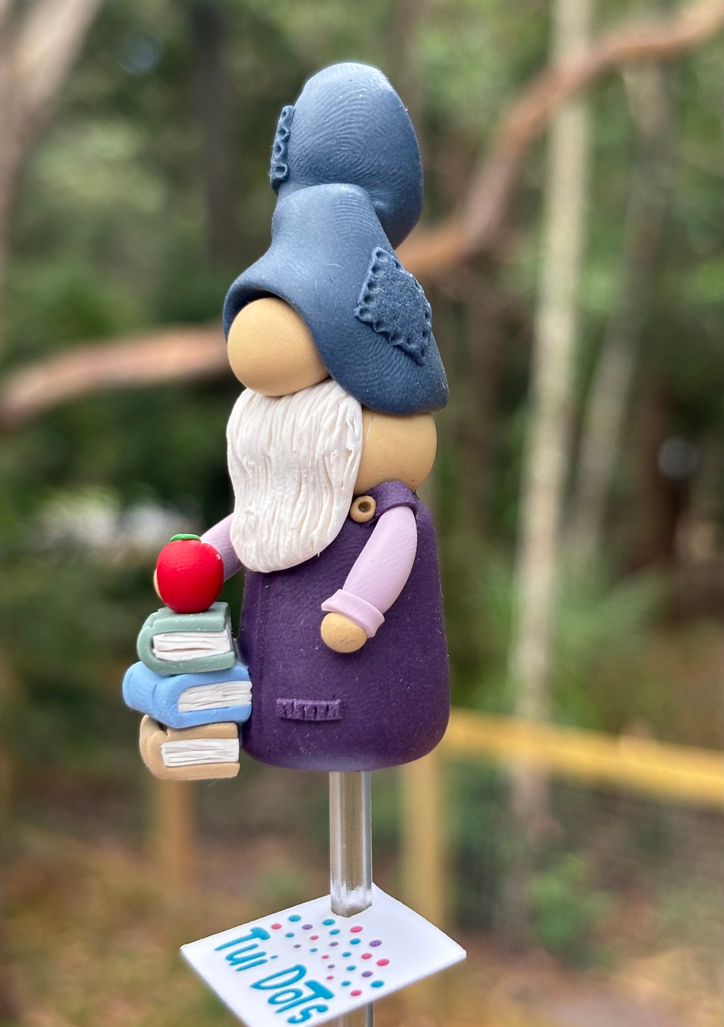 Tiny Gnome - Book stack male (teacher gift) | Polymer clay gnome