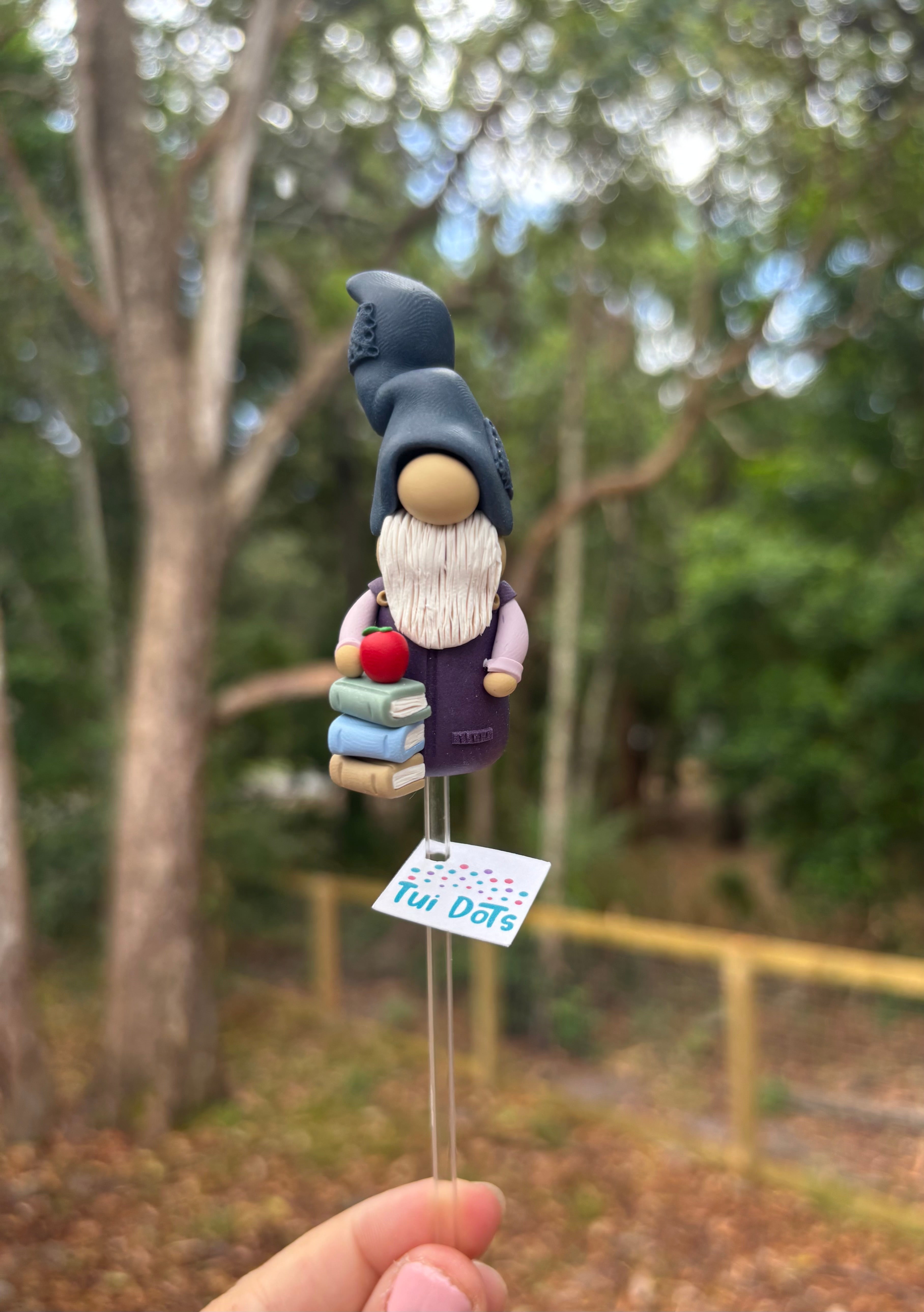 Tiny Gnome - Book stack male (teacher gift) | Polymer clay gnome