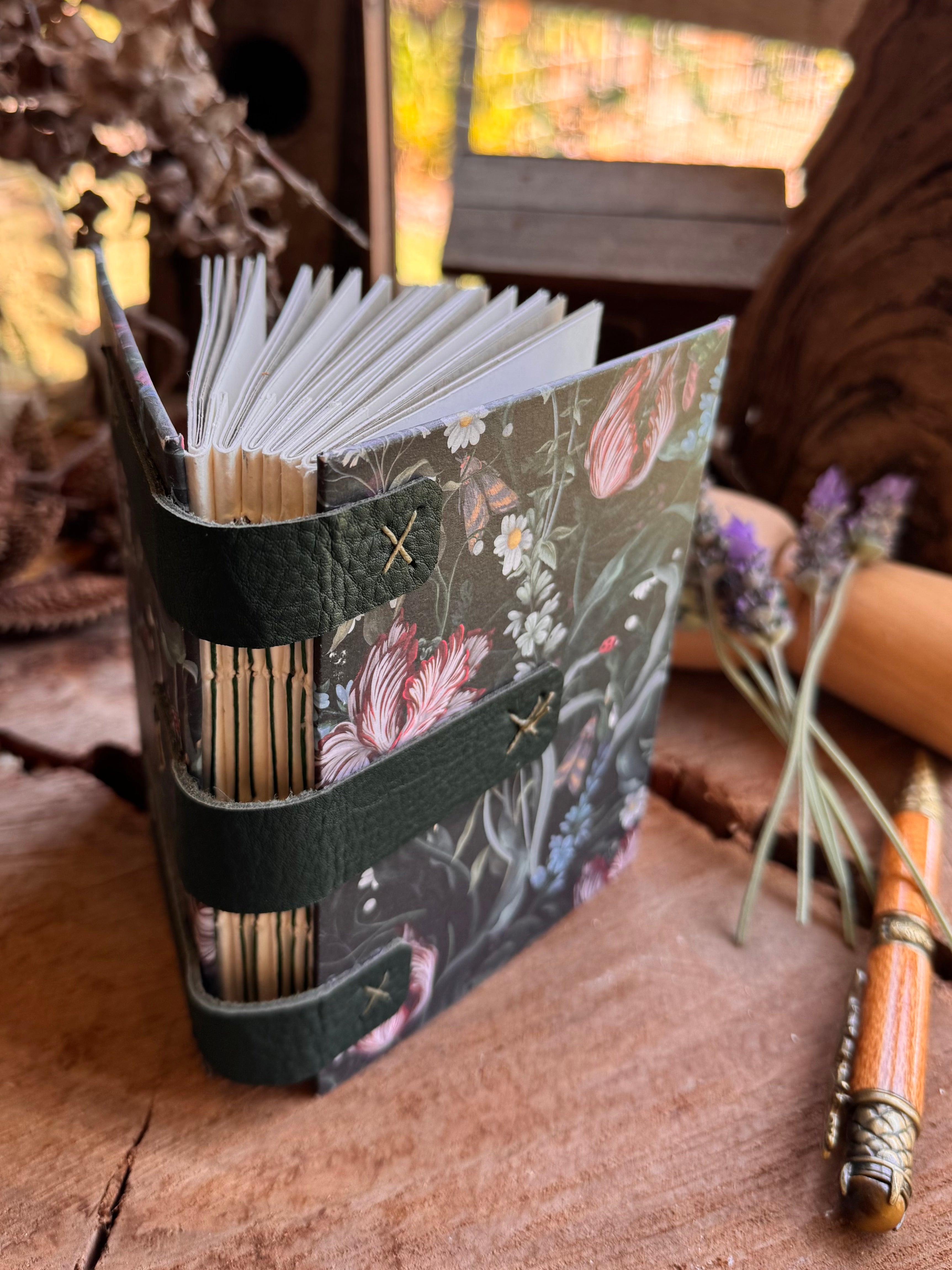 A6 Concertina Spine Journal Green