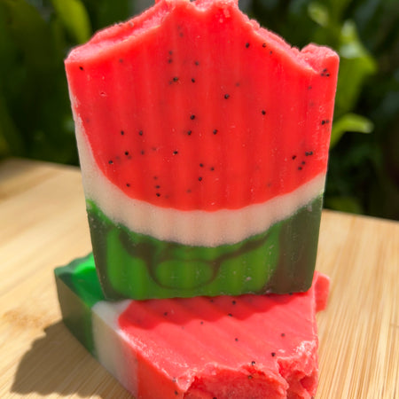 Fresh Watermelon Infused Soap | Exfoliating Poppy Seeds | Shea Butter | Natural Ingredients
