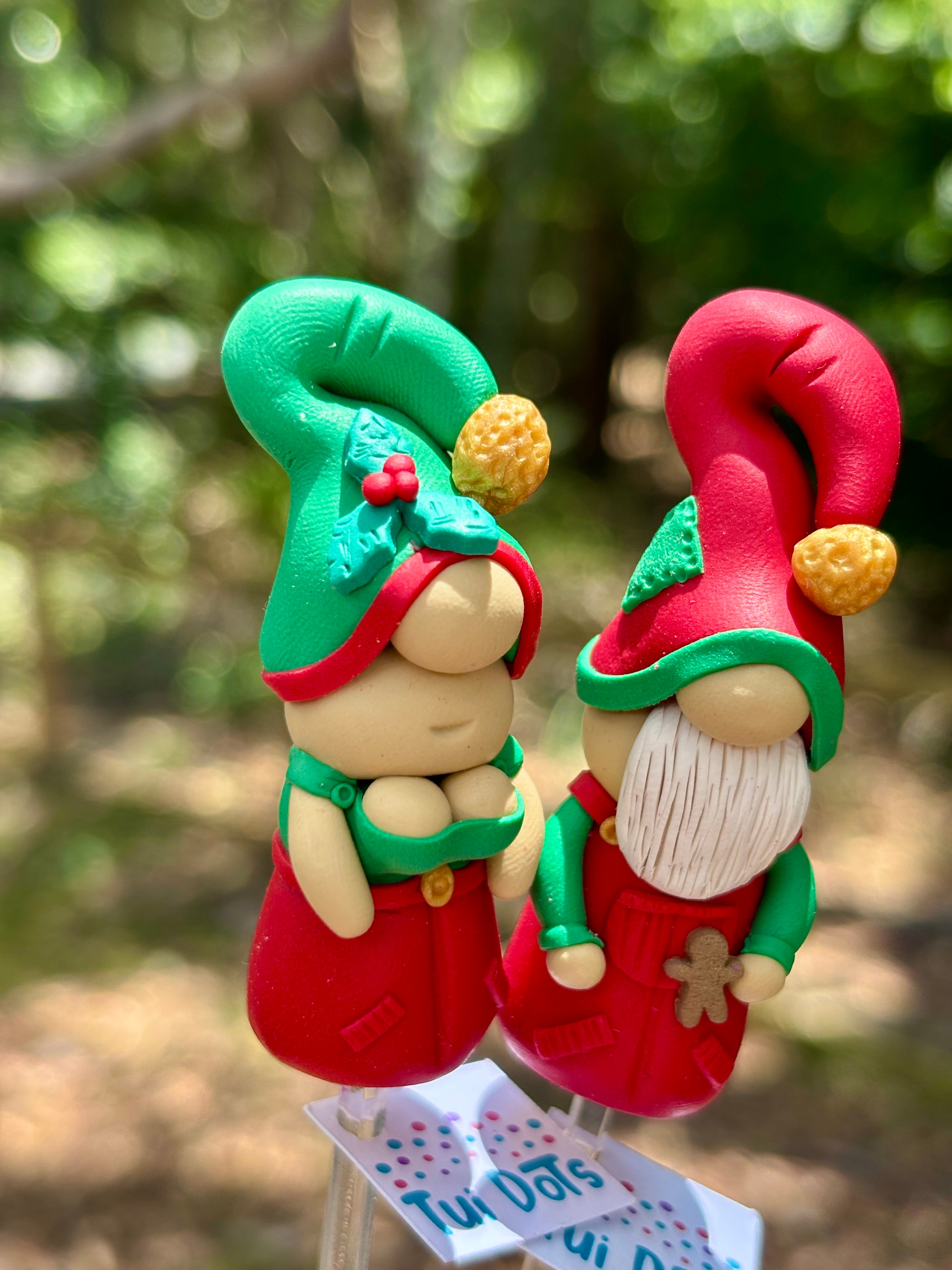 Christmas Tiny Gnomes - Elves | Polymer clay gnome