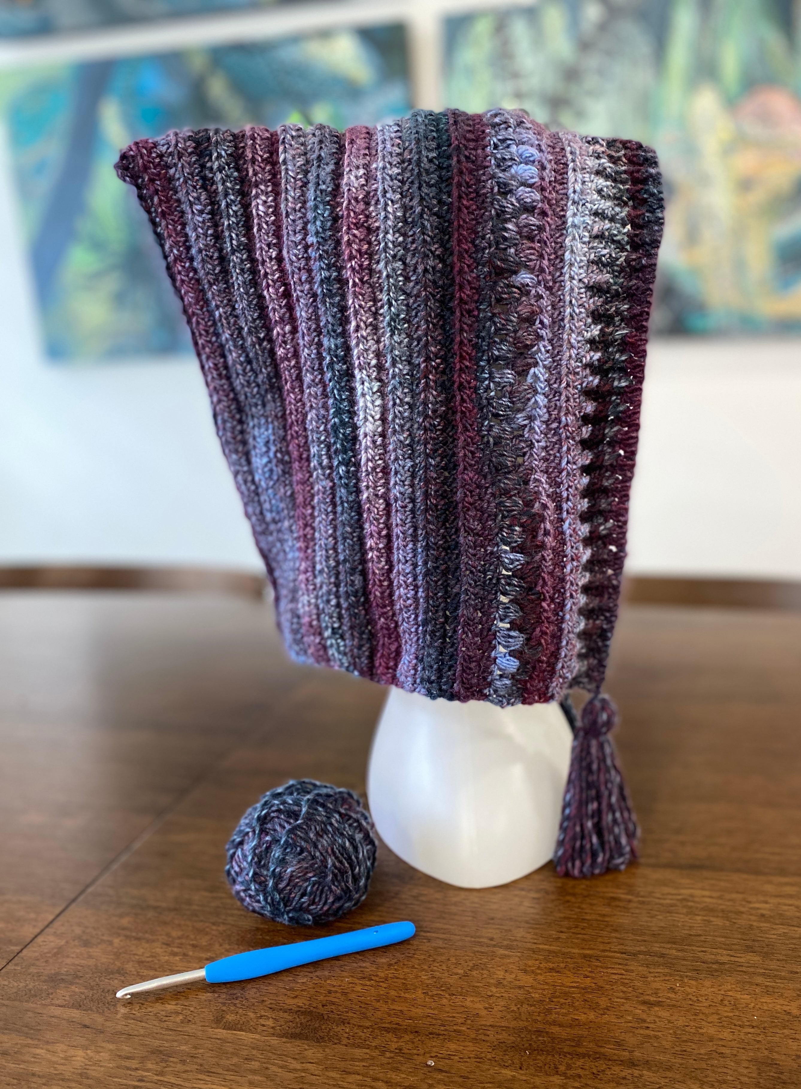Winter crocheted hood