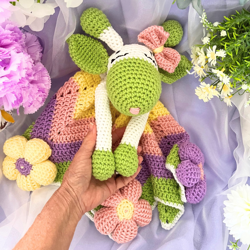 Giraffe Baby Snuggle Blanket - Handmade Crochet Lovey Blanket