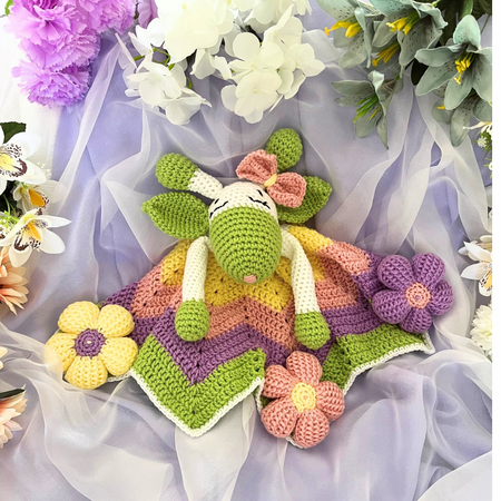 Giraffe Baby Snuggle Blanket - Handmade Crochet Lovey Blanket