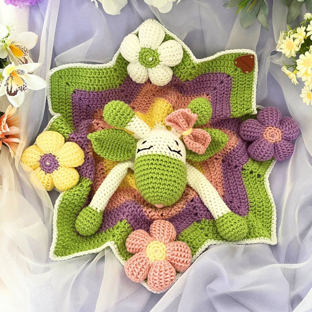 Giraffe Baby Snuggle Blanket - Handmade Crochet Lovey Blanket