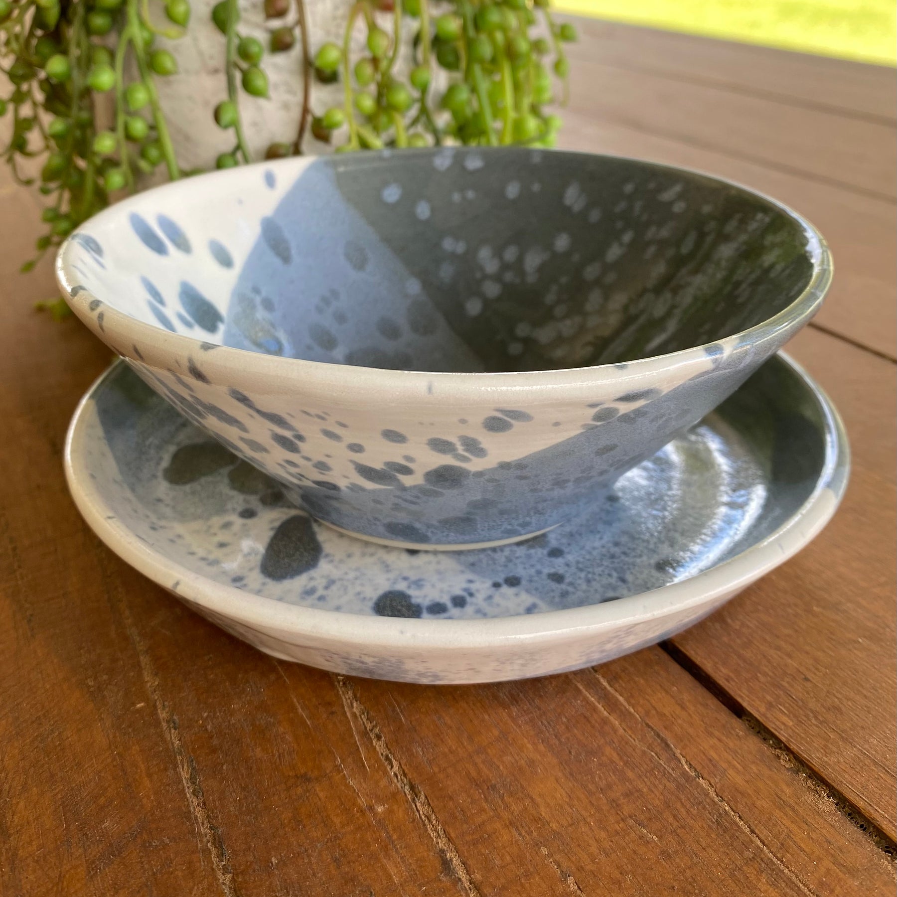 Handmade Ceramic Soup Cup and Plate Set/ Handmade Pottery