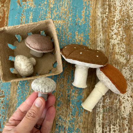 Mushrooms punnet (5), felt play food toy